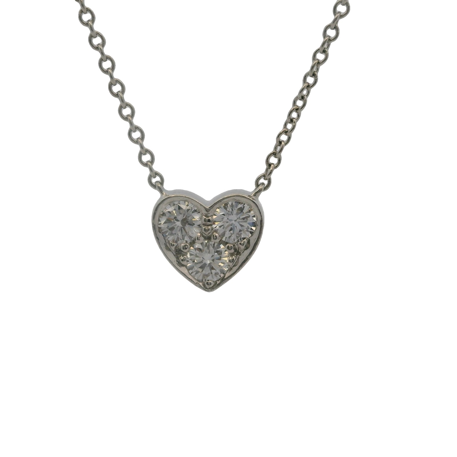 Tiffany & Co Solid 950 Platinum 3 Diamond 0.30ctw Sentimental Heart 16″ Necklace
