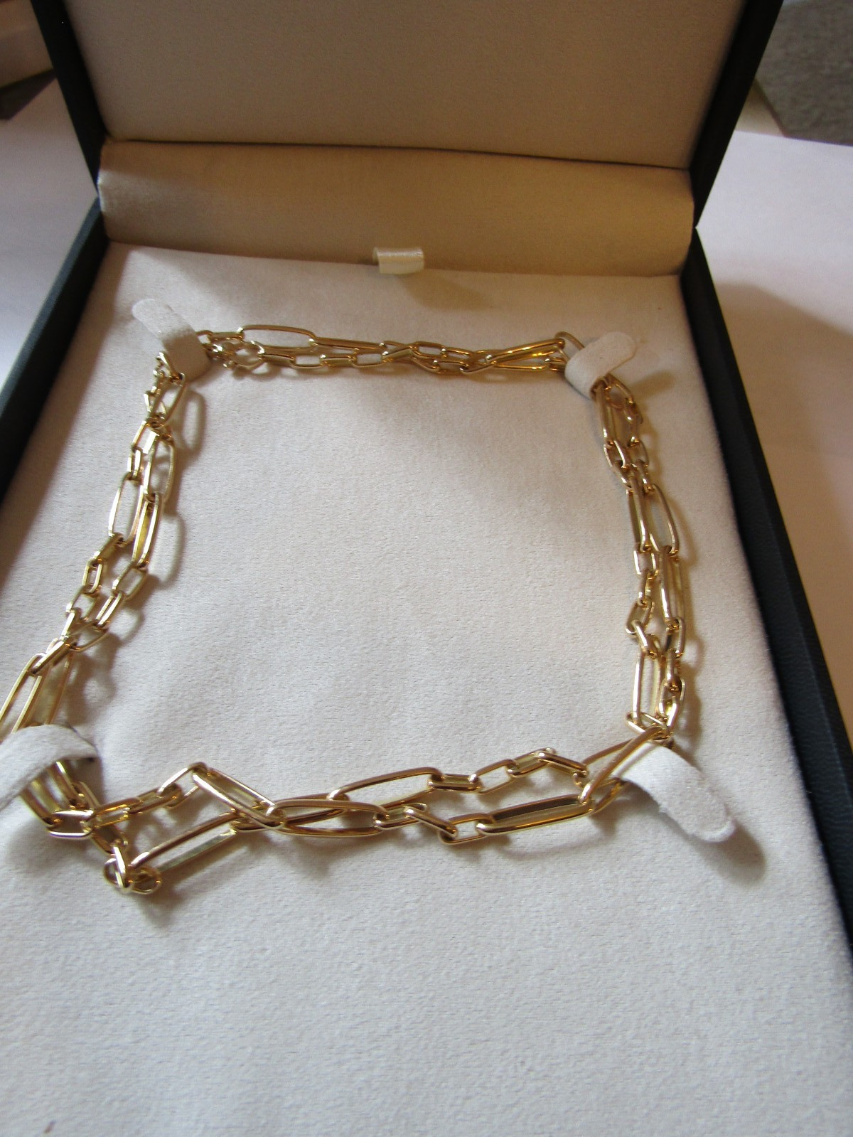 18K Solid Italian Yellow gold Chain cable Necklace 34″ Blue Nile $11,050. Retail