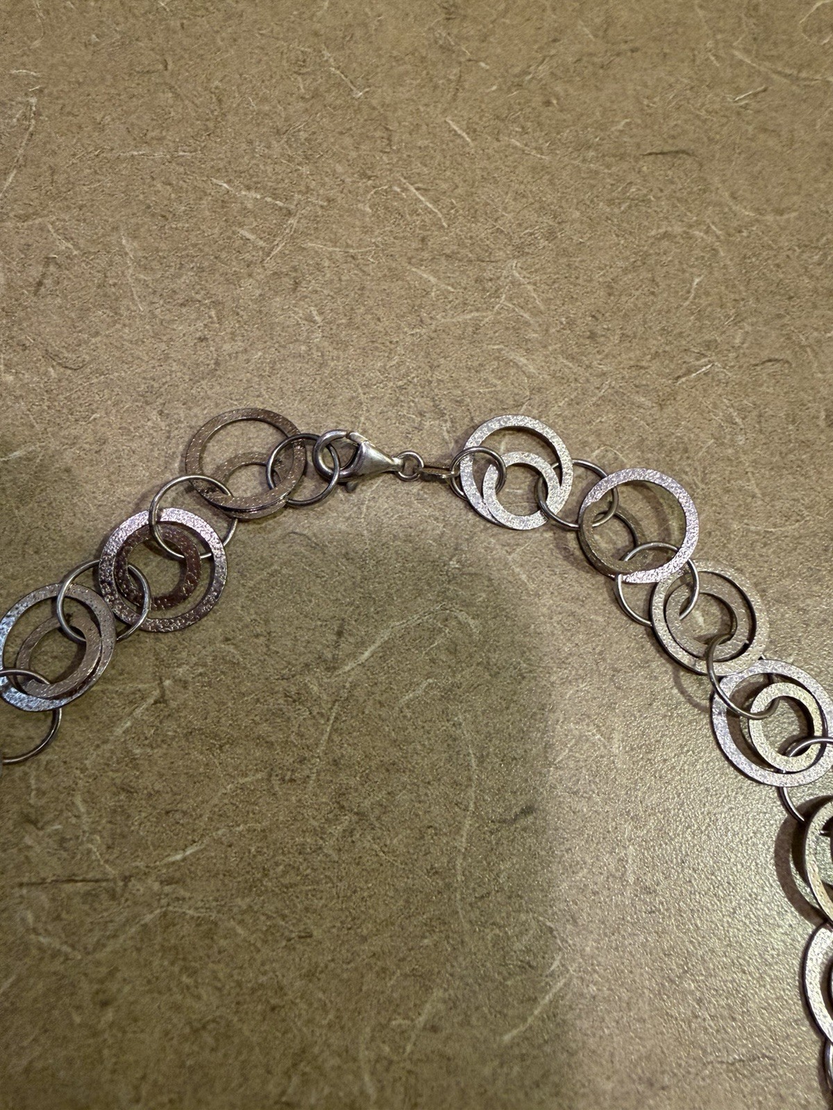 Milor Italy Sterling Silver 925 Interlocking Circles Round Chain Link Necklace