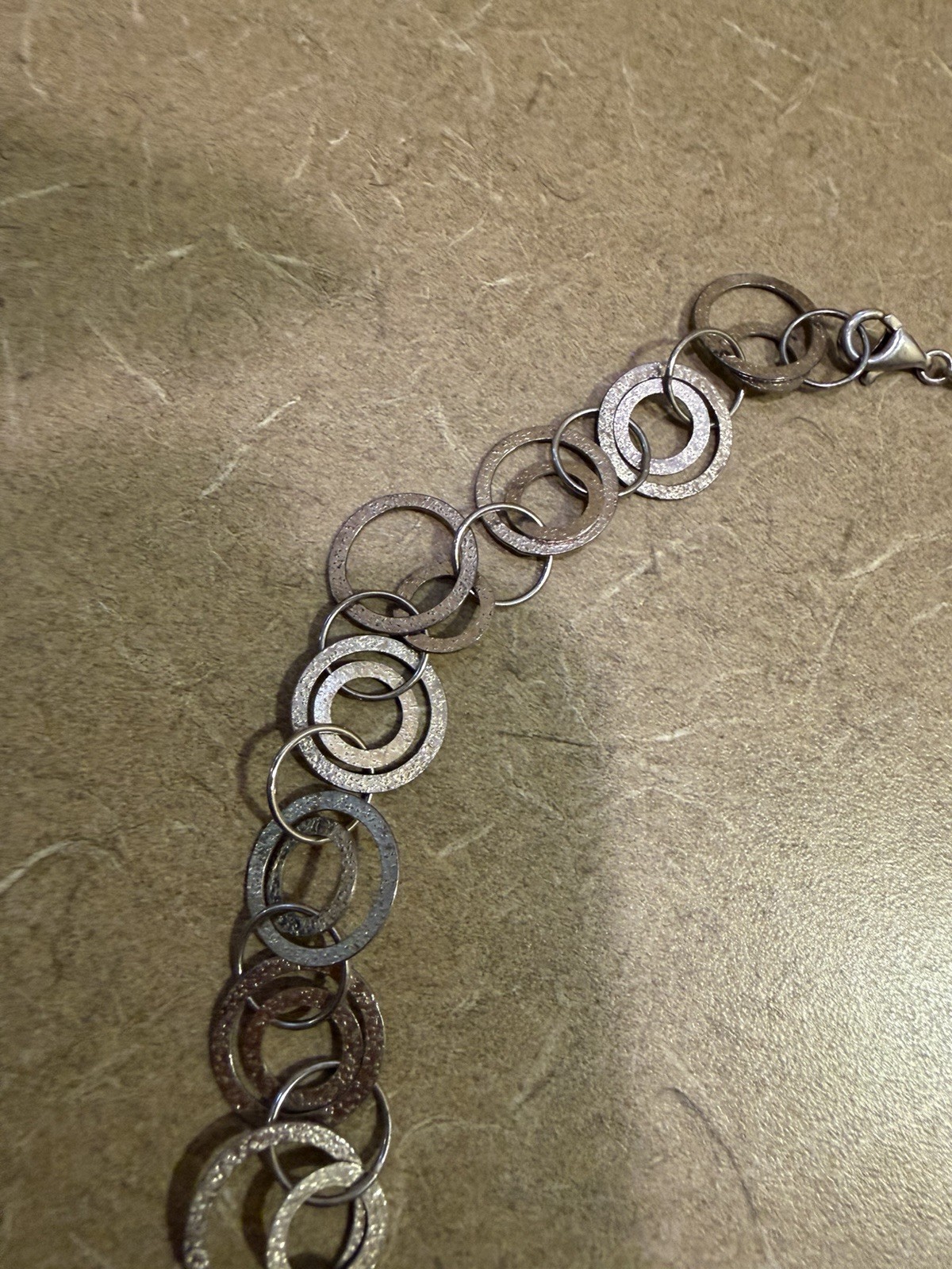 Milor Italy Sterling Silver 925 Interlocking Circles Round Chain Link Necklace
