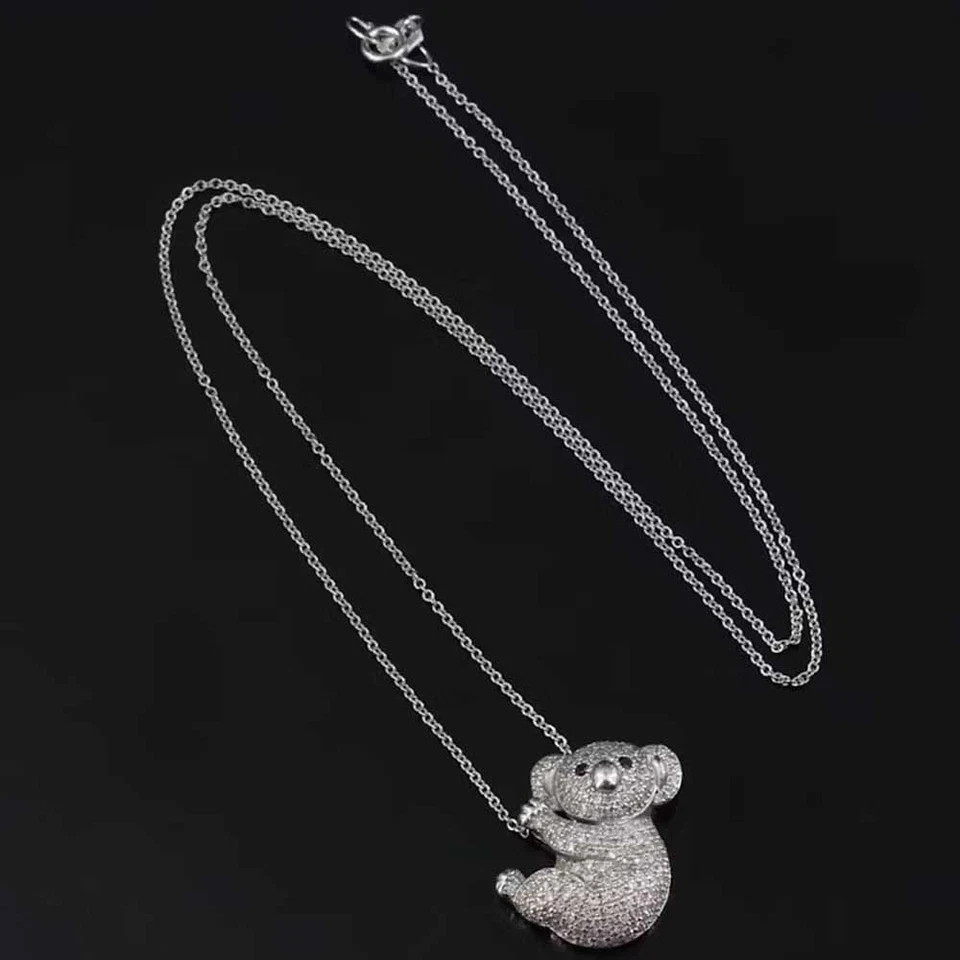 2Ct Real Moissanite Cute Pendant Gift For Her 14K White Gold Plated Silver