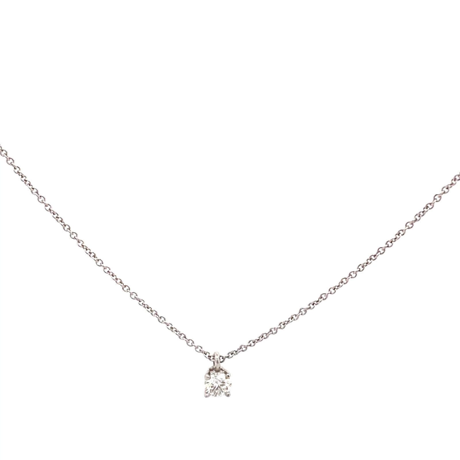 Tiffany & Co. Platinum 0.17 CT Diamond Solitare Pendant Necklace H VS 16″