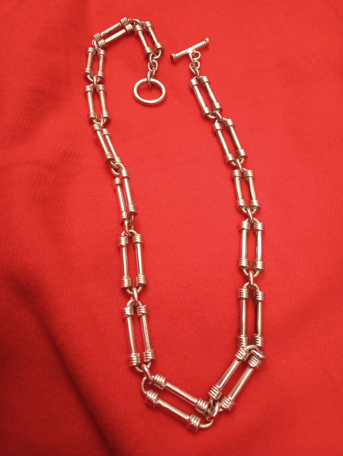 Quality .925 Mexico Silver 20″ Bar Link Chain Toggle Clasp Necklace 113gm (4oz!)