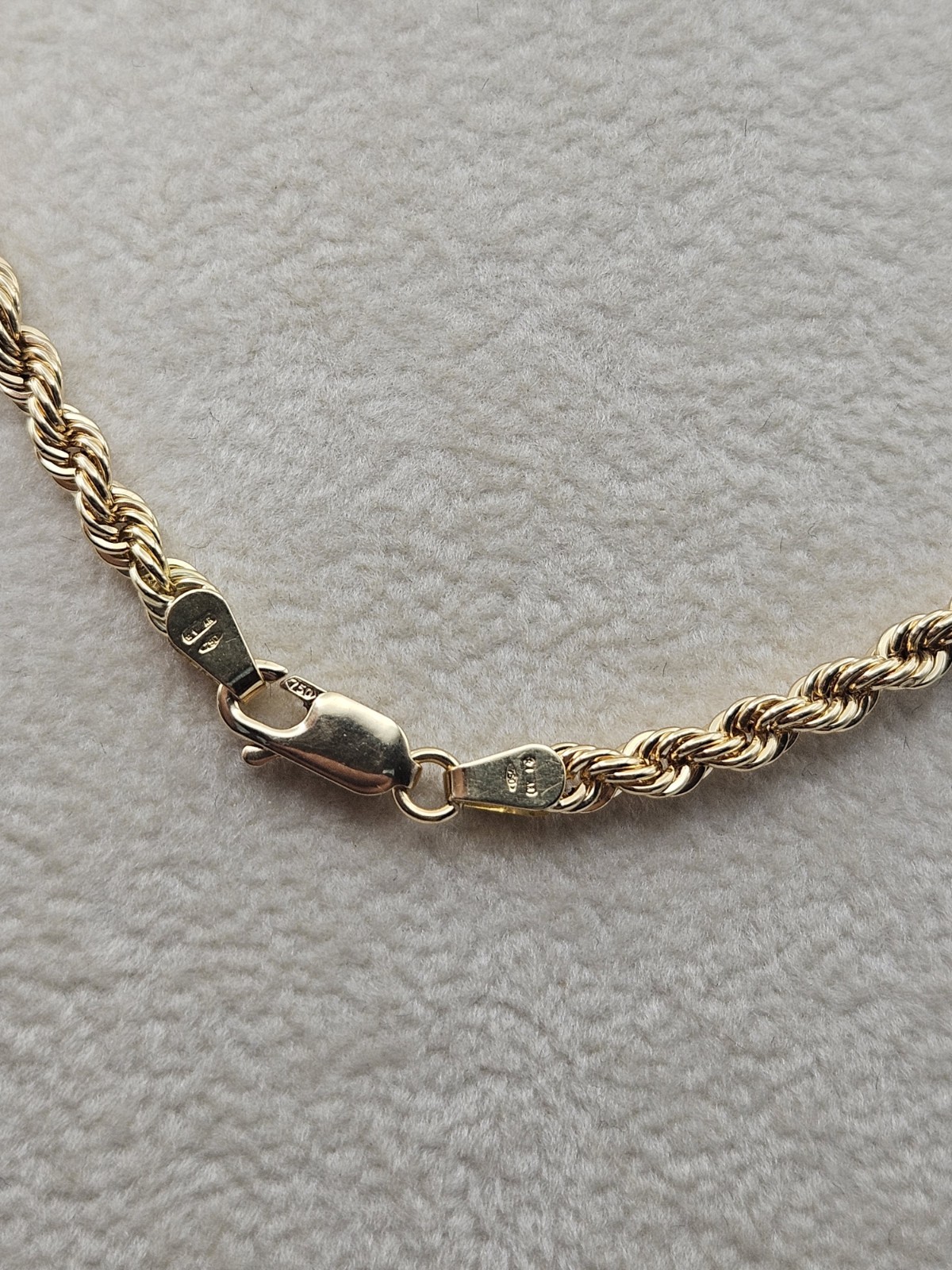 18K Yellow Gold Diamond-Cut Rope Chain Necklace, 17.6”, 8.5g, 3.5mm