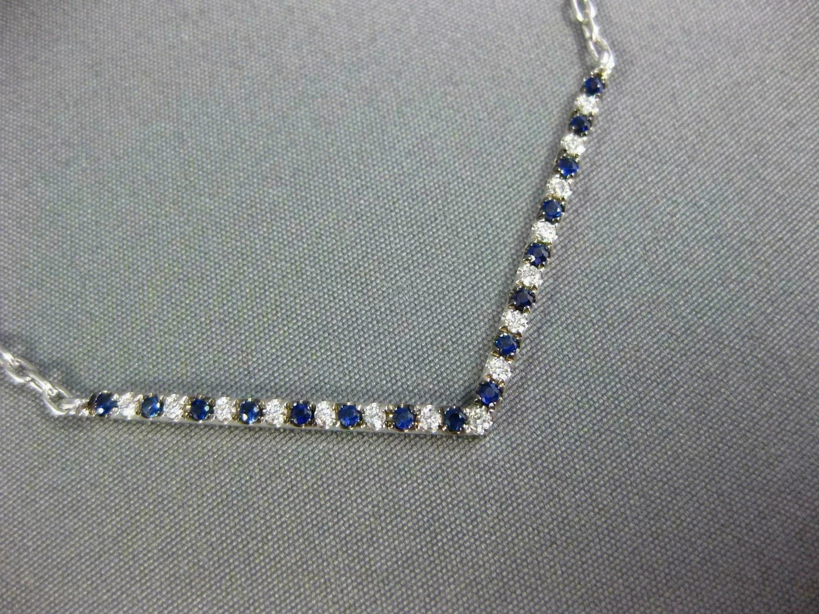 1Ct Round Cut Diamond & Blue Sapphire Pendant 18″ Necklace 14K White Gold Plated