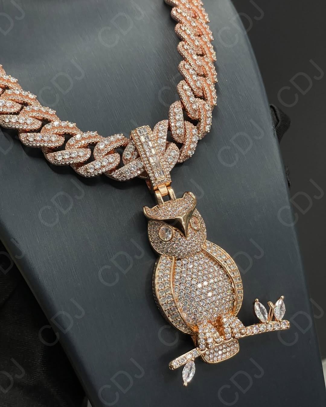 Wedding Bust Down Genuine Moissanite Gift For Him Owl Charm Pendant 925 Silver