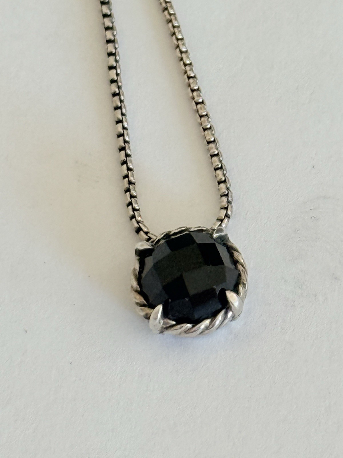 David Yurman Sterling Silver Black Onyx Petite Chatelaine Pendant Necklace 17”