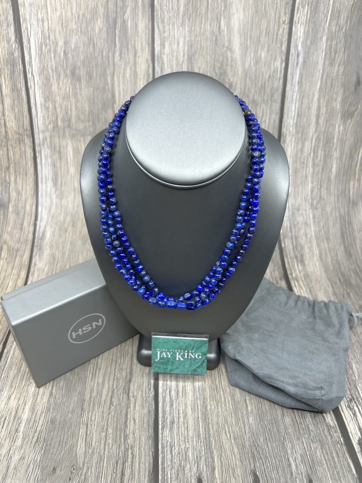 Jay King Sterling Silver 3Strand Lapis Bead Necklace