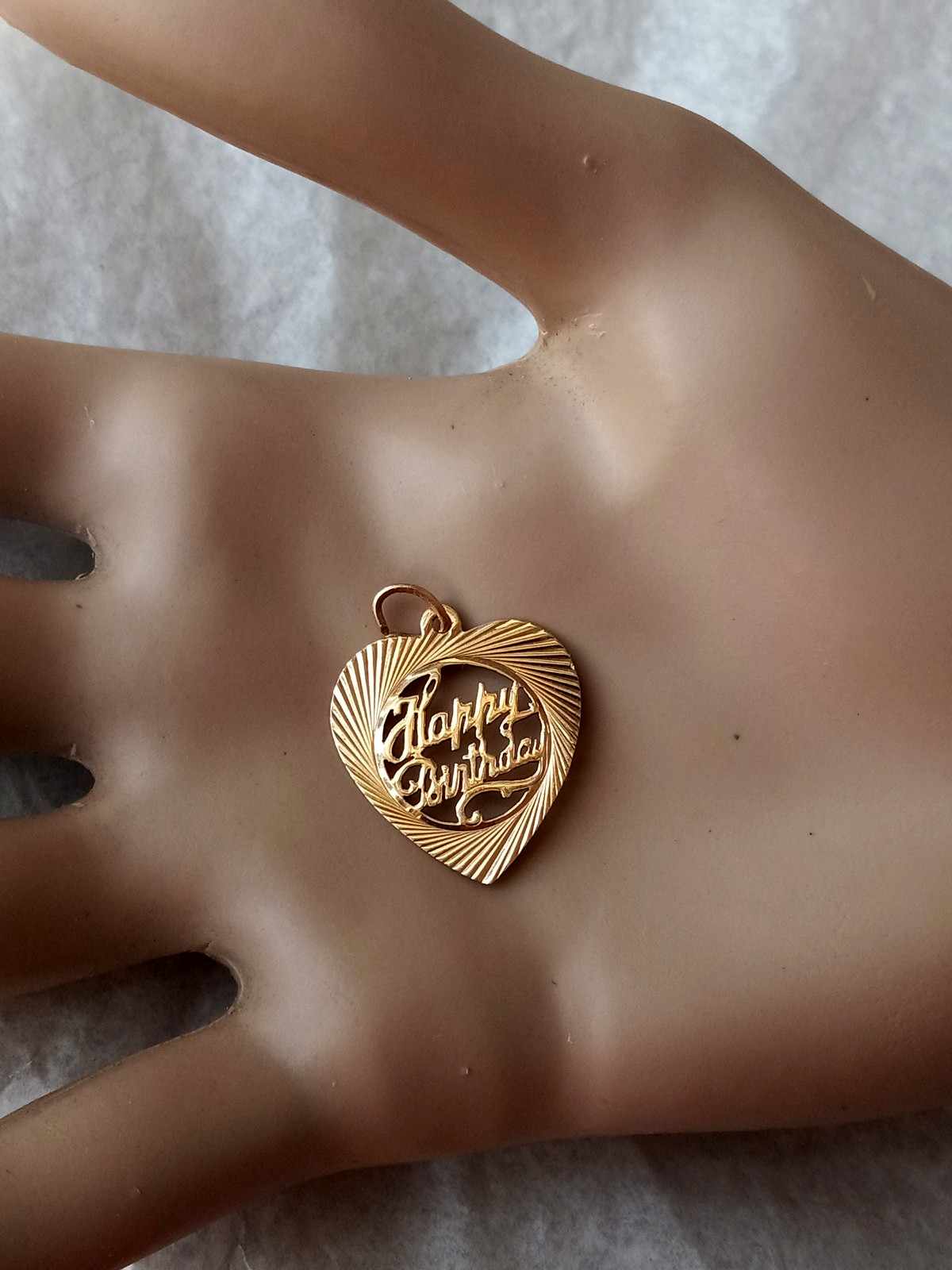 14K YELLOW GOLD “HAPPY BIRTHDAY” HEART PENDANT