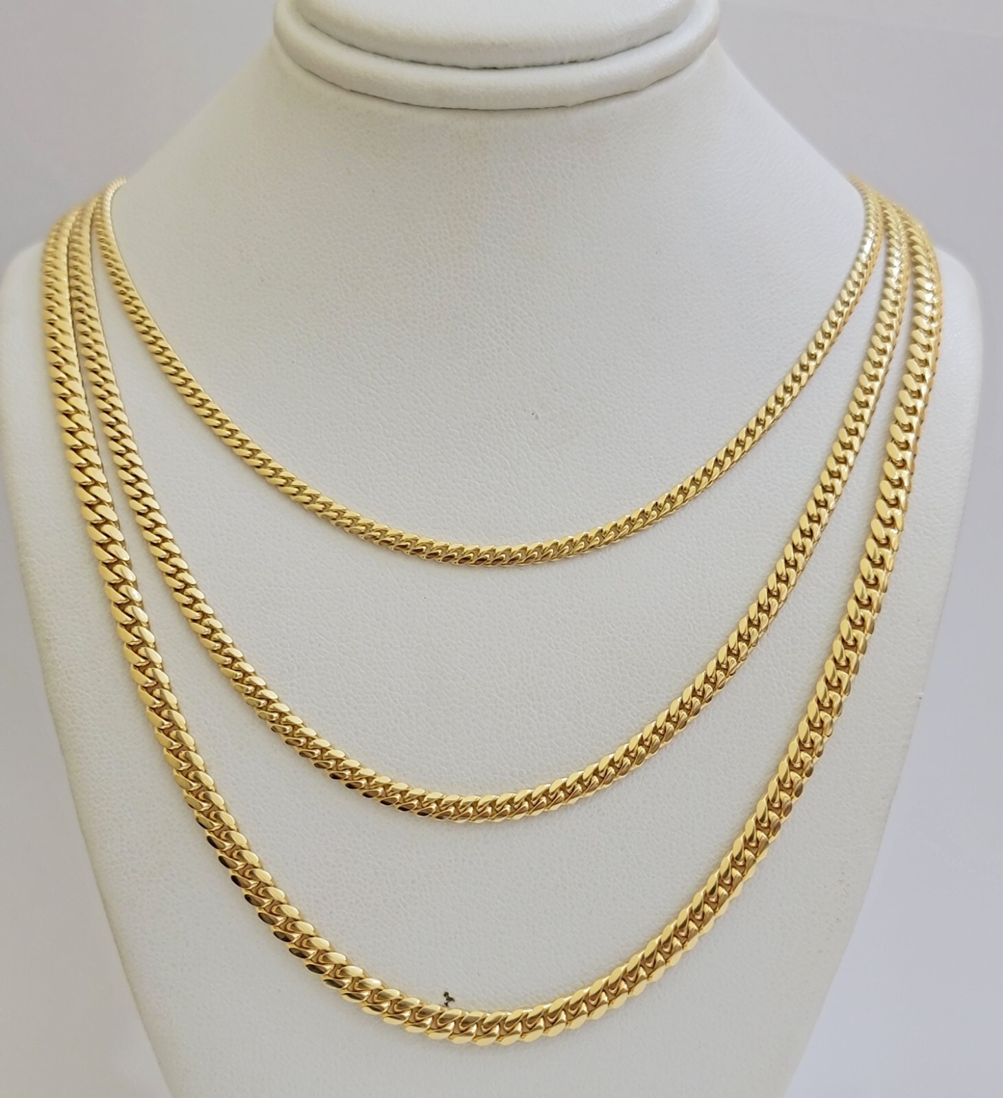 Solid 18k Gold Chain Necklace Miami Cuban Link 2.5mm-4mm 18″-26 Inch Real 18kt