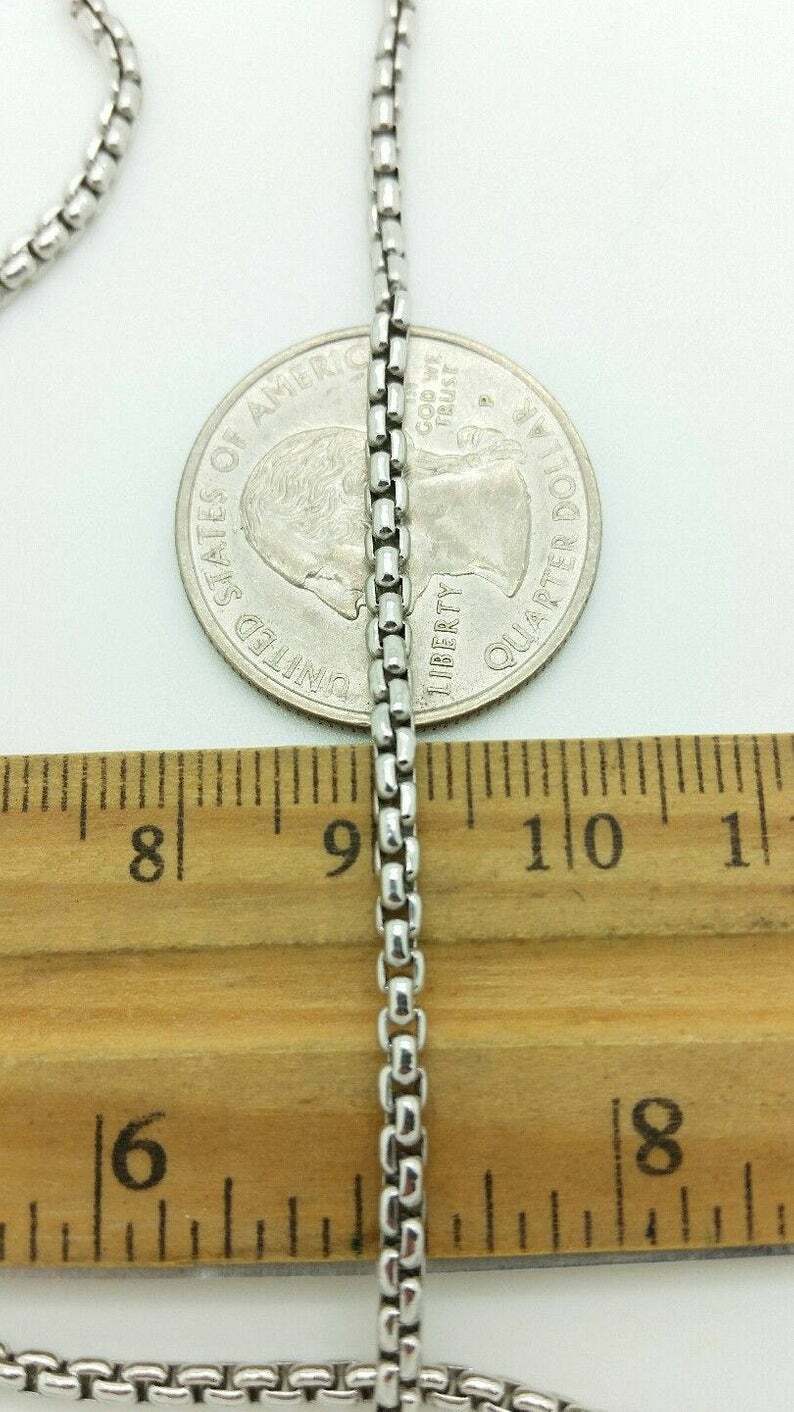 925 Solid Silver Round Box Necklace,Italian Silver,.8mm,1mm,1.6mm,2mm,2.5mm,3mm