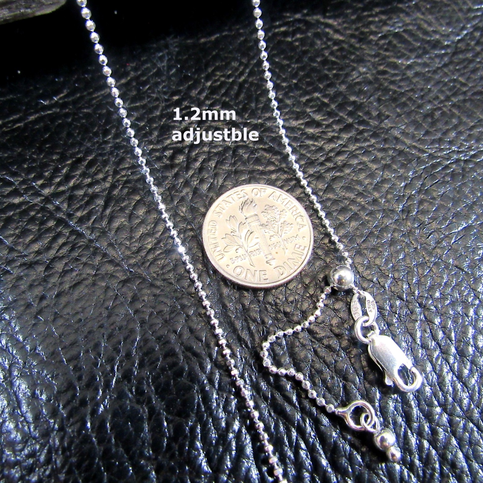 Solid 925 Sterling Silver Womens Italian Diamond Cut Ball Bead Chain Necklace