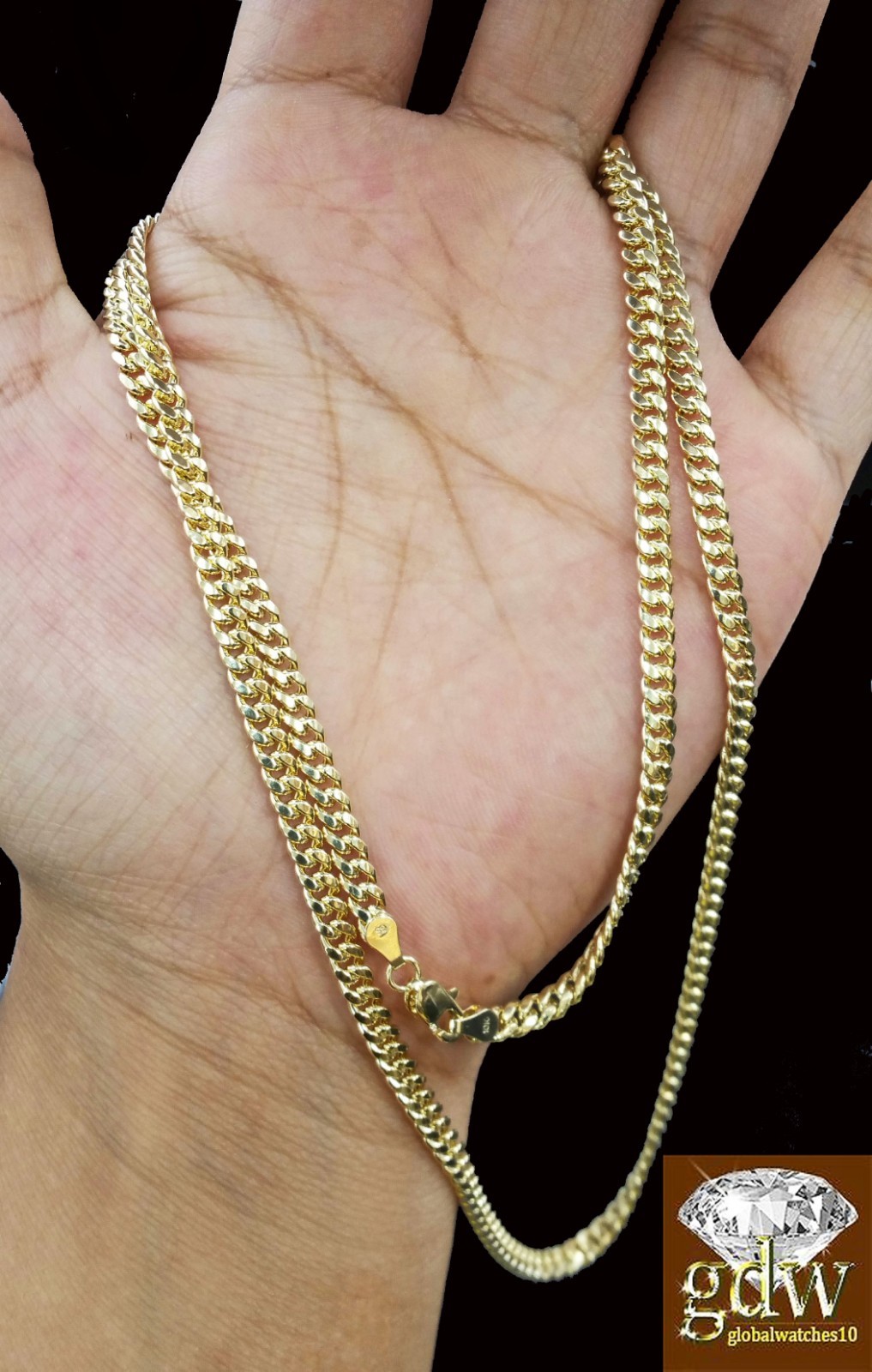 Real 10K Gold Miami Cuban Chain Necklace 4mm 20 22 24 26 28 30 Inch Men Women