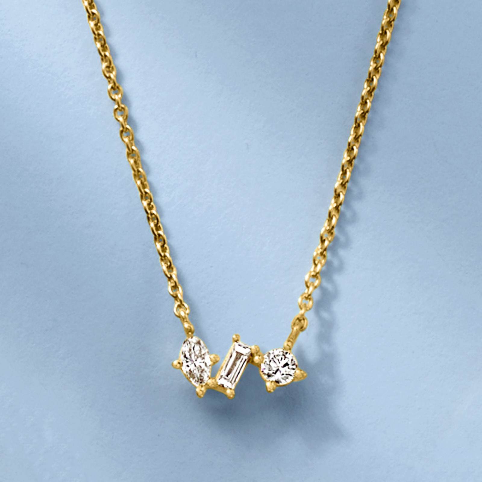 Ross-Simons Multi-Shaped Lab-Grown Diamond Ncklc in 18k Gold Plate 16 inches