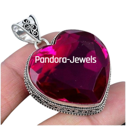 Unique Rubellite Gemstone 925 Sterling Silver Jewelry Anniversary Pendant