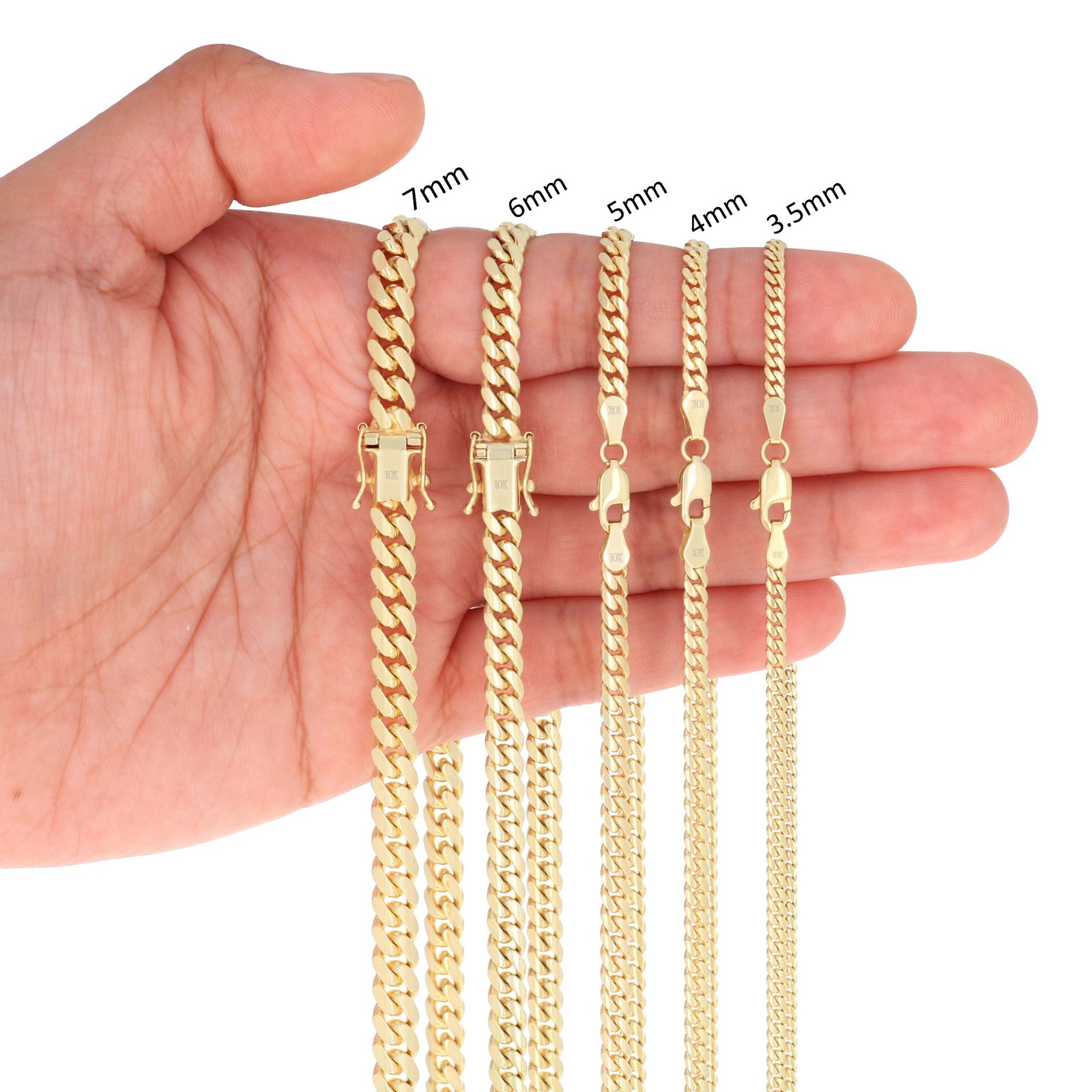 10K Yellow Gold Solid 2.7mm-10mm Miami Cuban Link Chain Pendant Necklace 18″-30″