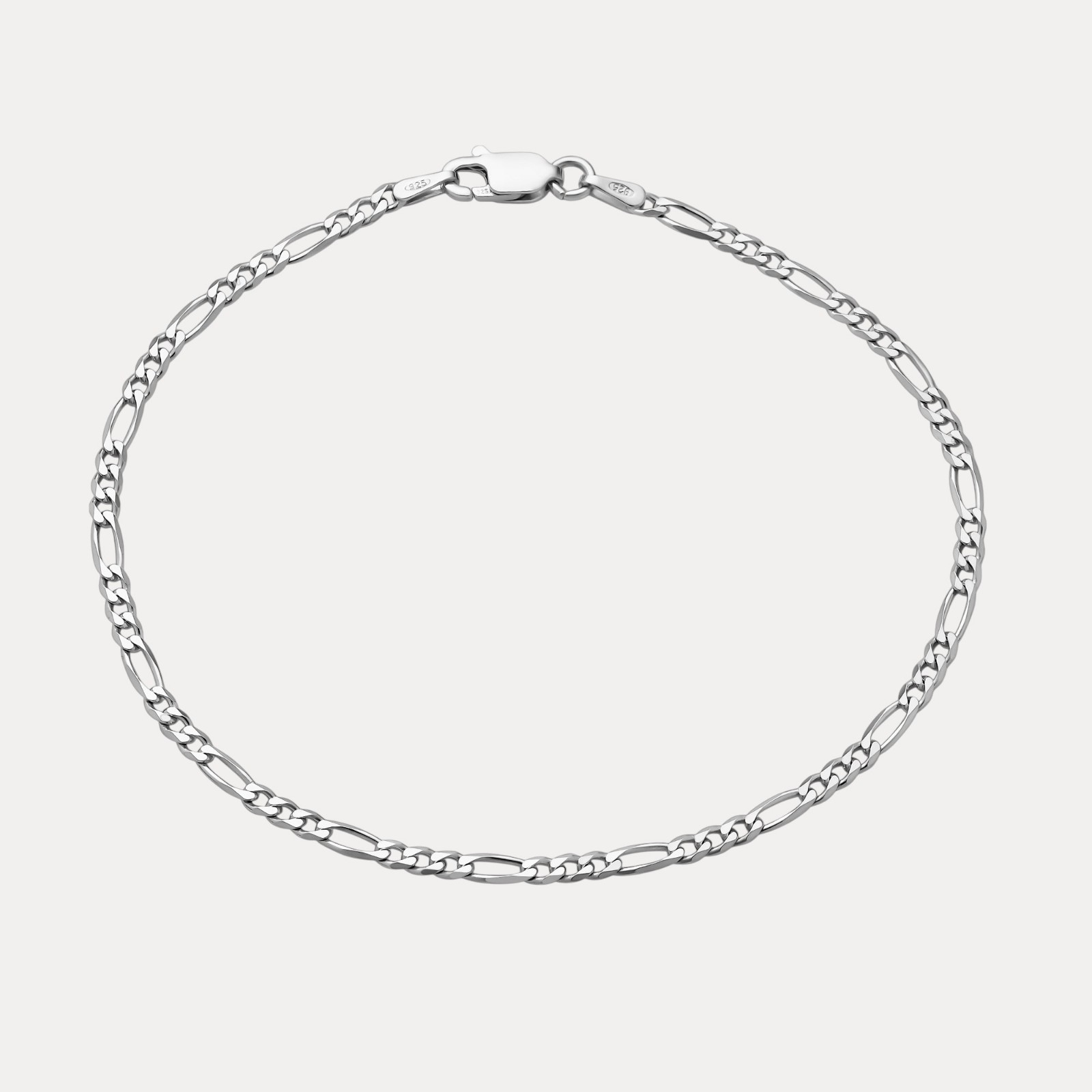 2.5mm Figaro Bracelet Link – Real Solid 925 Sterling Silver Or 14k Gold Vermeil