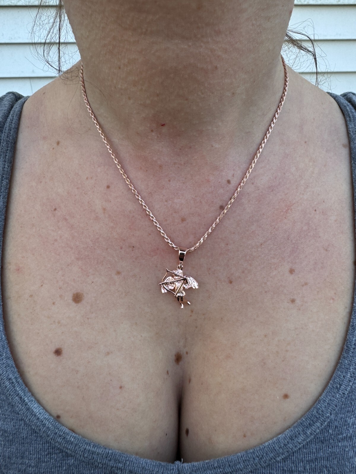 Small Cupid W. Bow & Arrow Cherub Pendant 925 Silver Love Angel Pendant Necklace