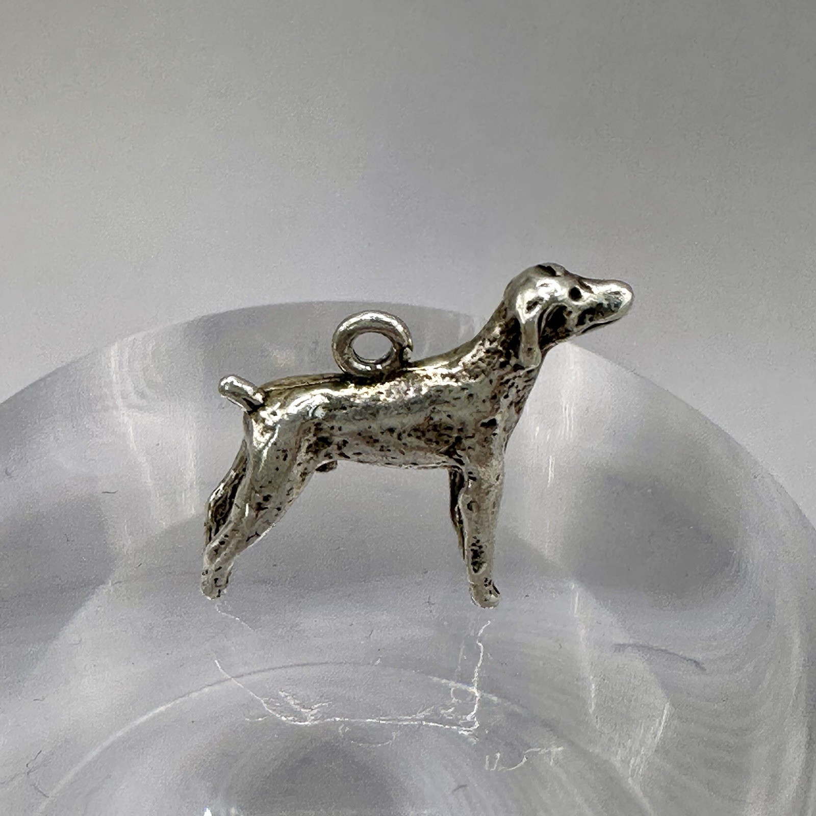 German Shorthaired Pointer Dog Charm Pendant 3D Figural Sterling Silver Hunting