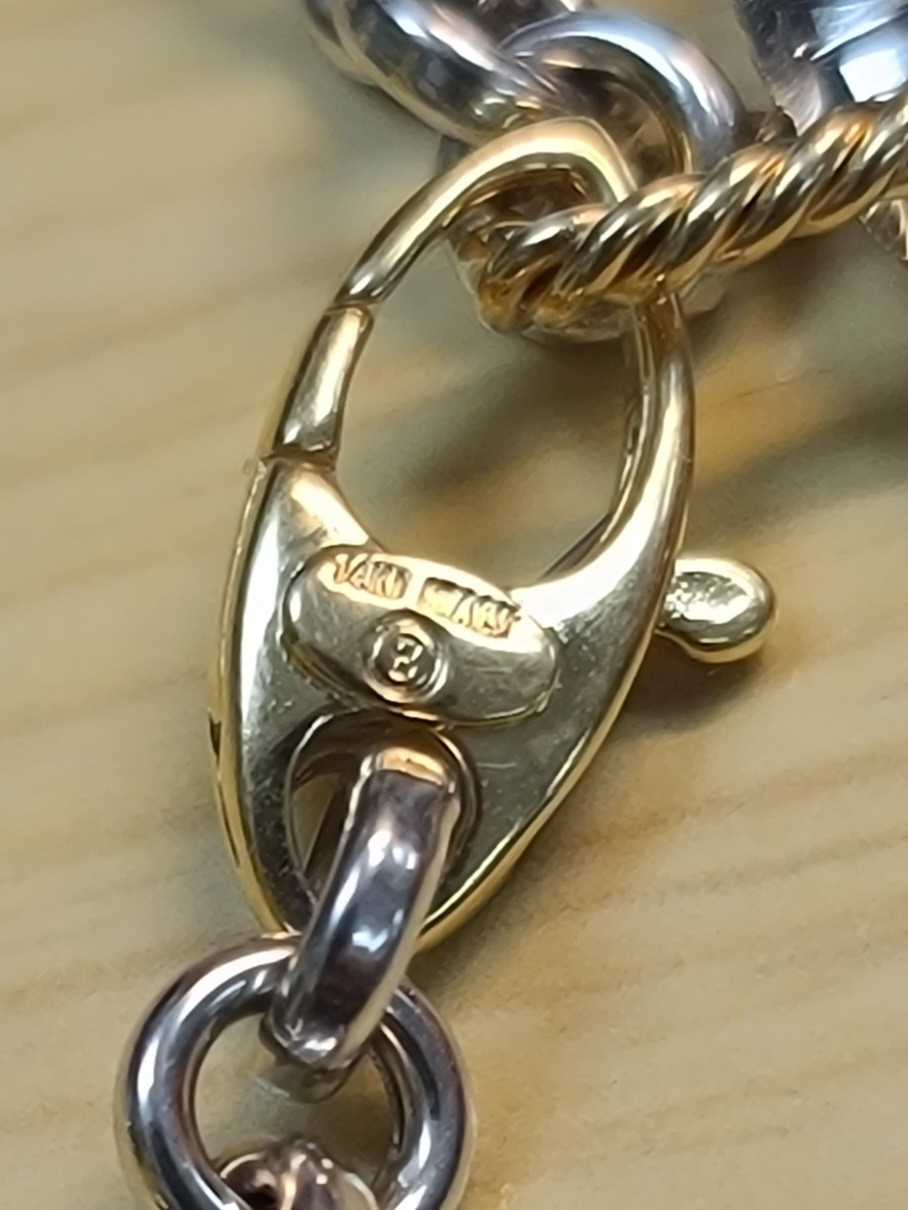 14k Solid Yellow & White Gold Chain Necklace Adjustable Up To 21.5″ ITALY 15.7gr