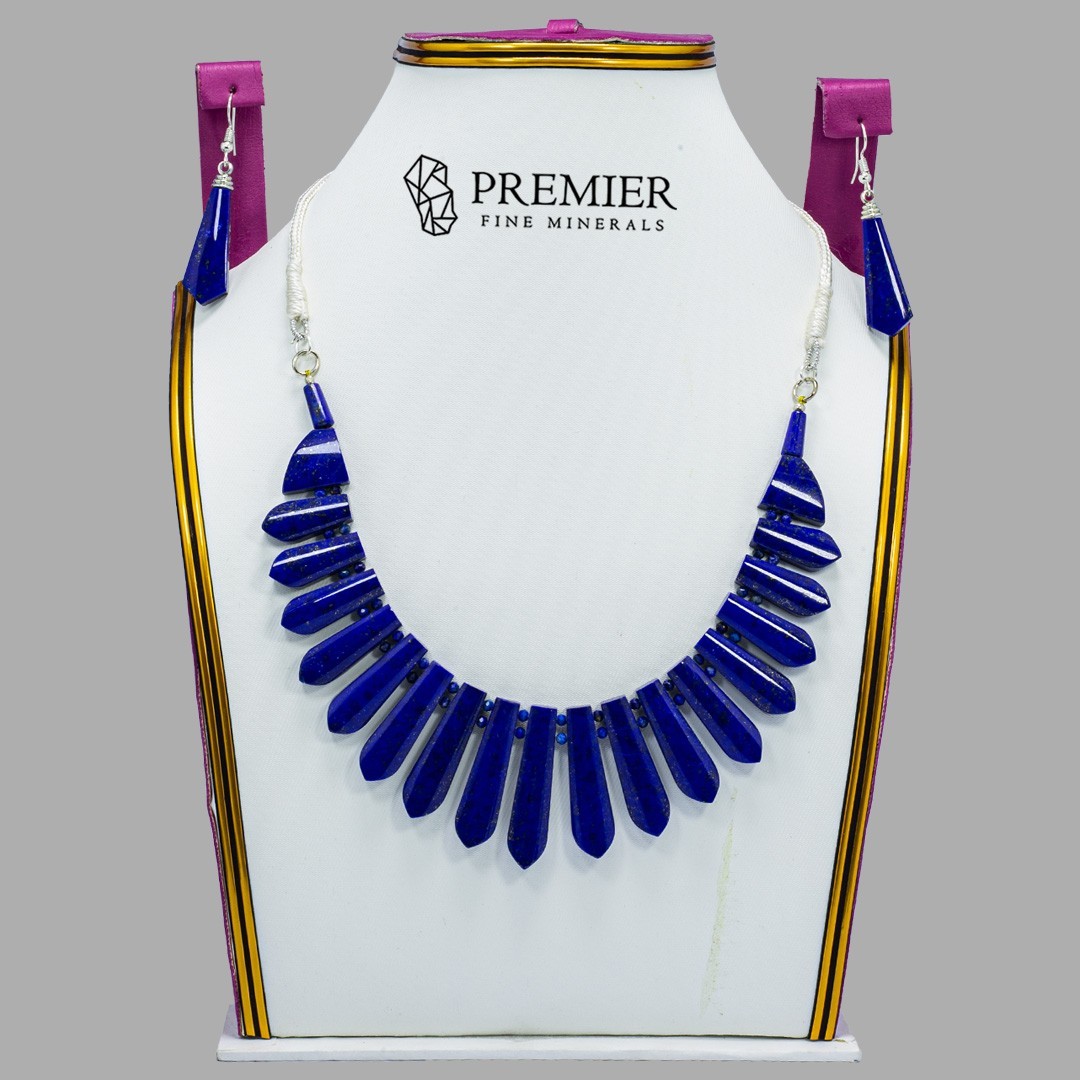 Natural Blue Lapis Lazuli Necklace Set AAA Grade Lapis Lazuli Mine 4 Earrings