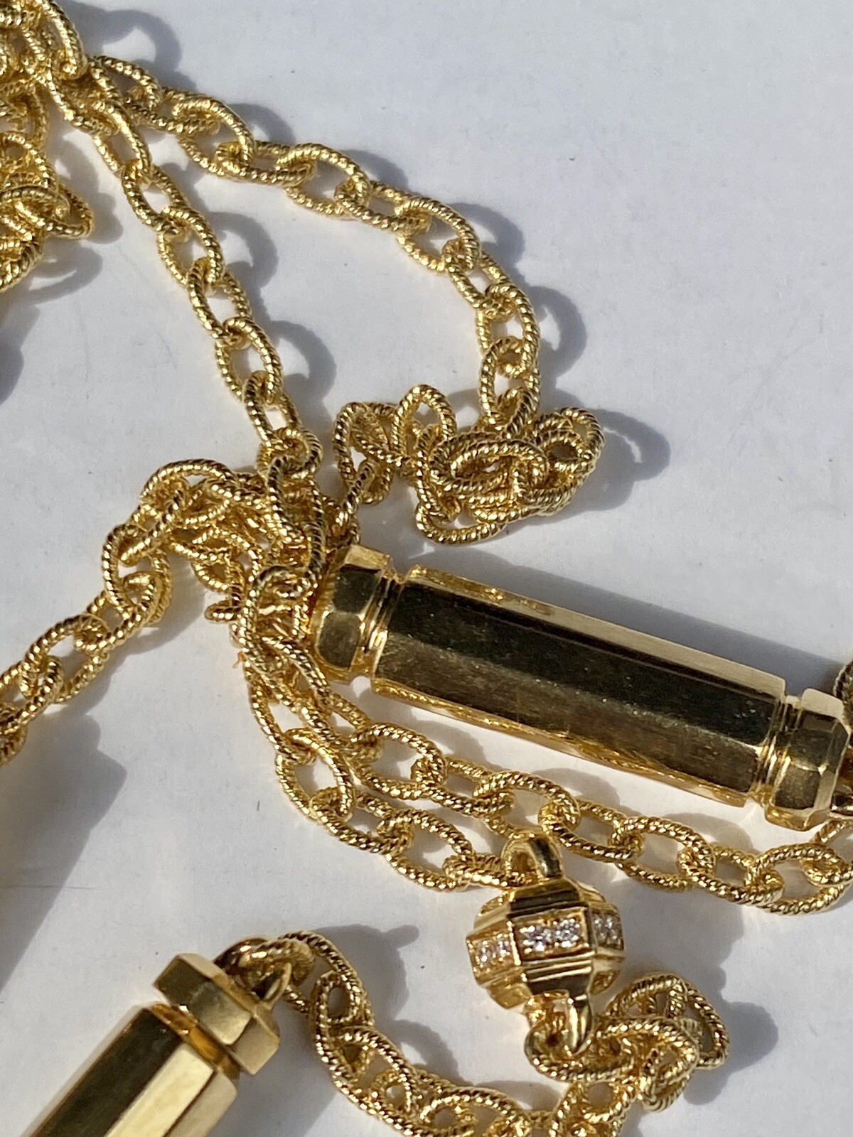 David Yurman 18k Gold Diamond Barrels Lexington Necklace 36” 31g Brand New NWT