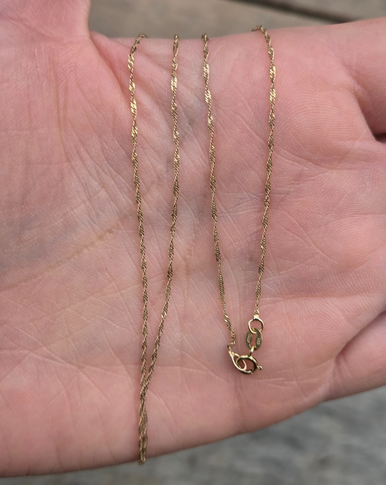 Vintage Italy HM Solid 9ct 9k Gold Fine Singapore Curb Chain Necklace 16 ”
