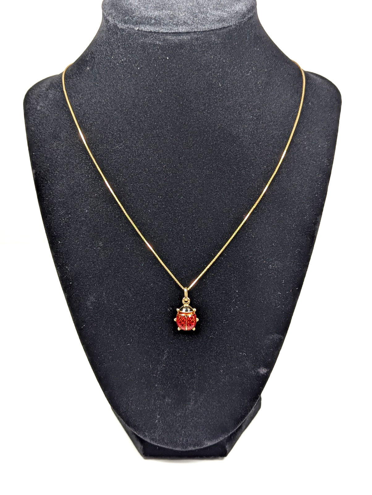 Vintage 18K SOLID Yellow Gold Lady Bug Pendant Charm Jewelry Gift FREE Shipping