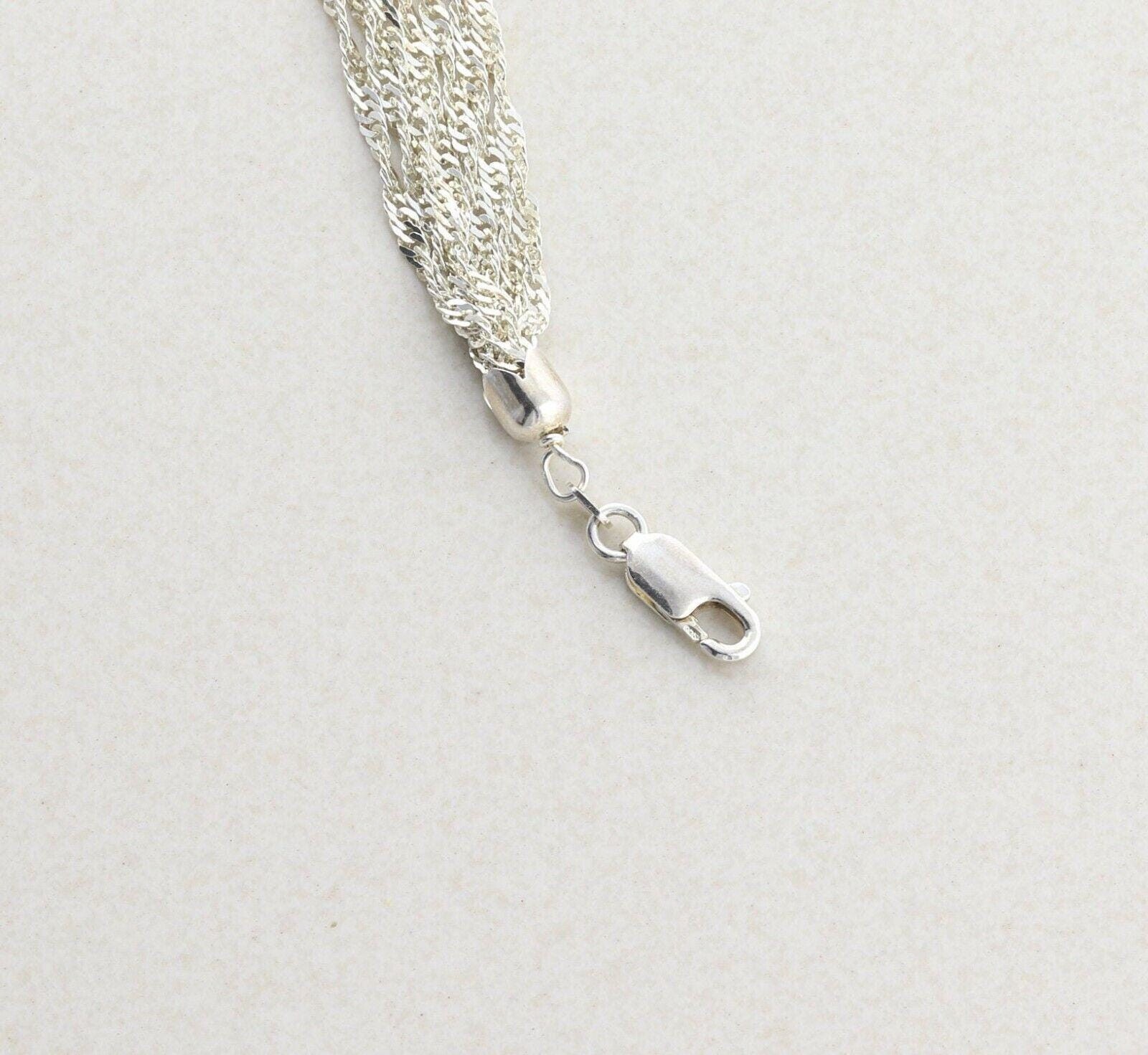 Sterling Silver Multi 7 Strand Twist Chain Necklace 18 inch chain 14 mm wide