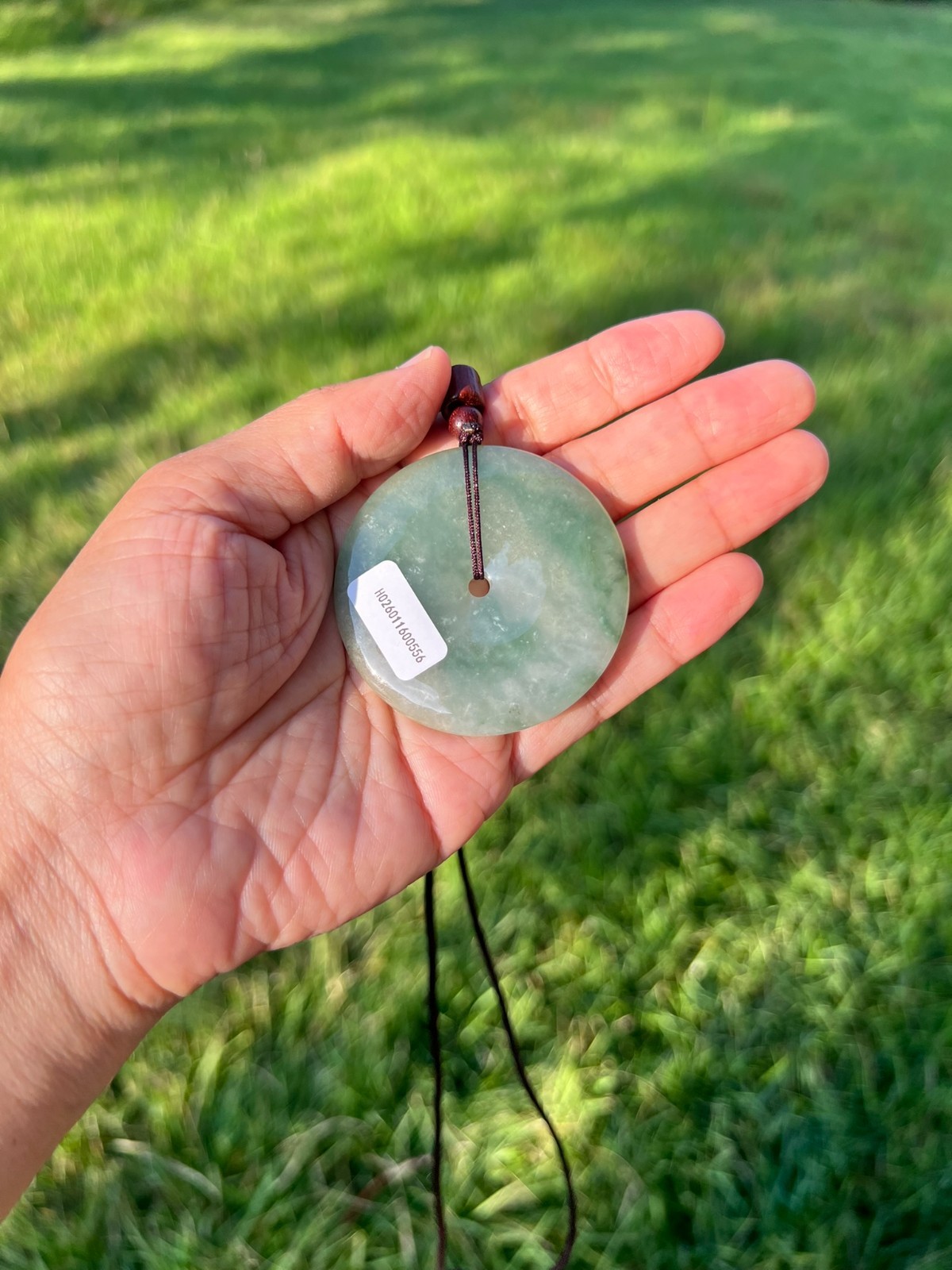 Icy Green 100% Natural Grade A Jadeite Jade Large PingAn Pendant B991 p3