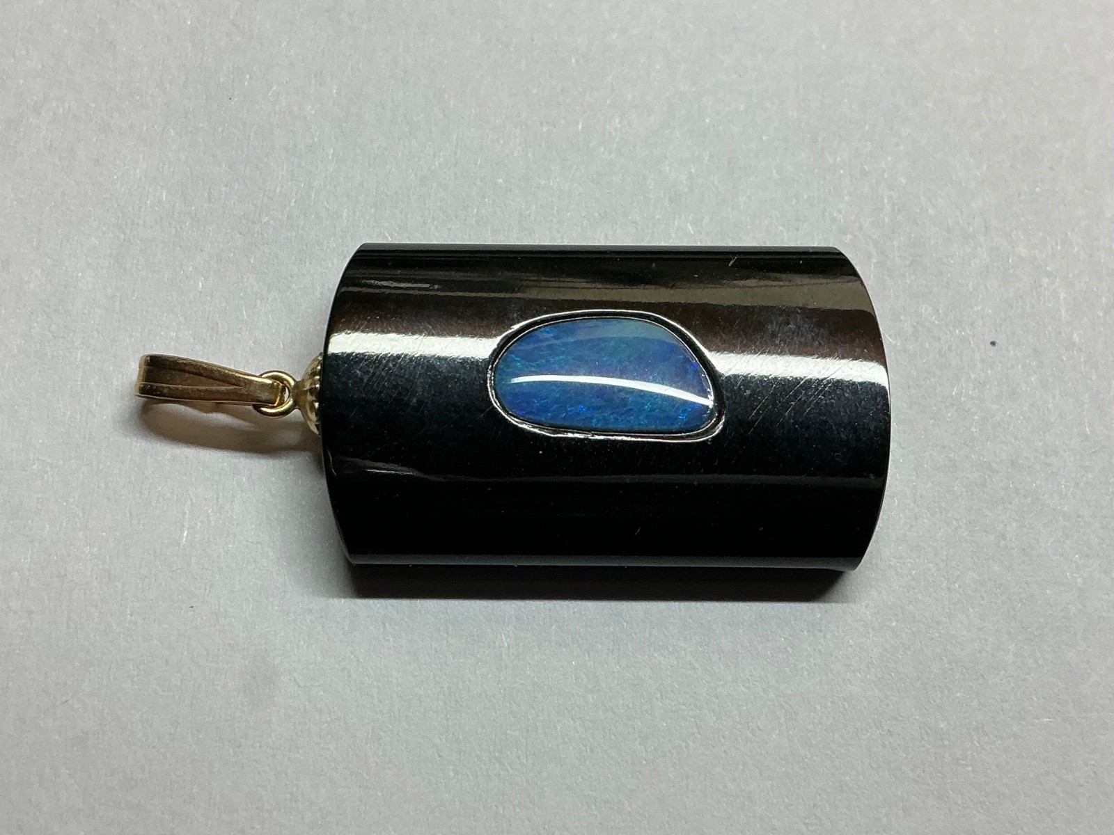 🌸 Black Agate & Opal Gemstone 14k Gold Filled Rectangle Pendant 🌸