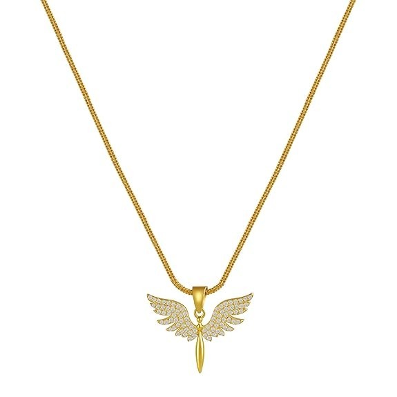 Silver Angel Wings Pendant Necklace 1 Ct Lab Created Diamond With 18″Cable Chain