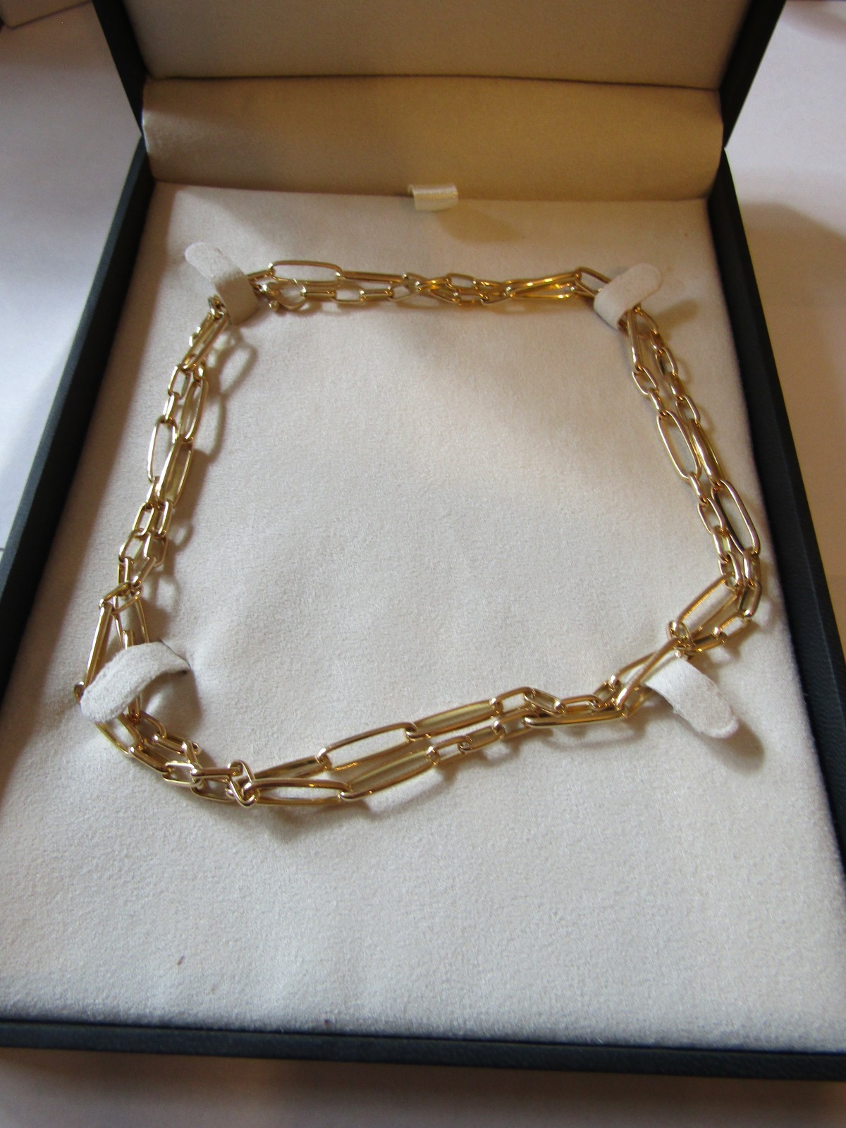18K Solid Italian Yellow gold Chain cable Necklace 34″ Blue Nile $11,050. Retail