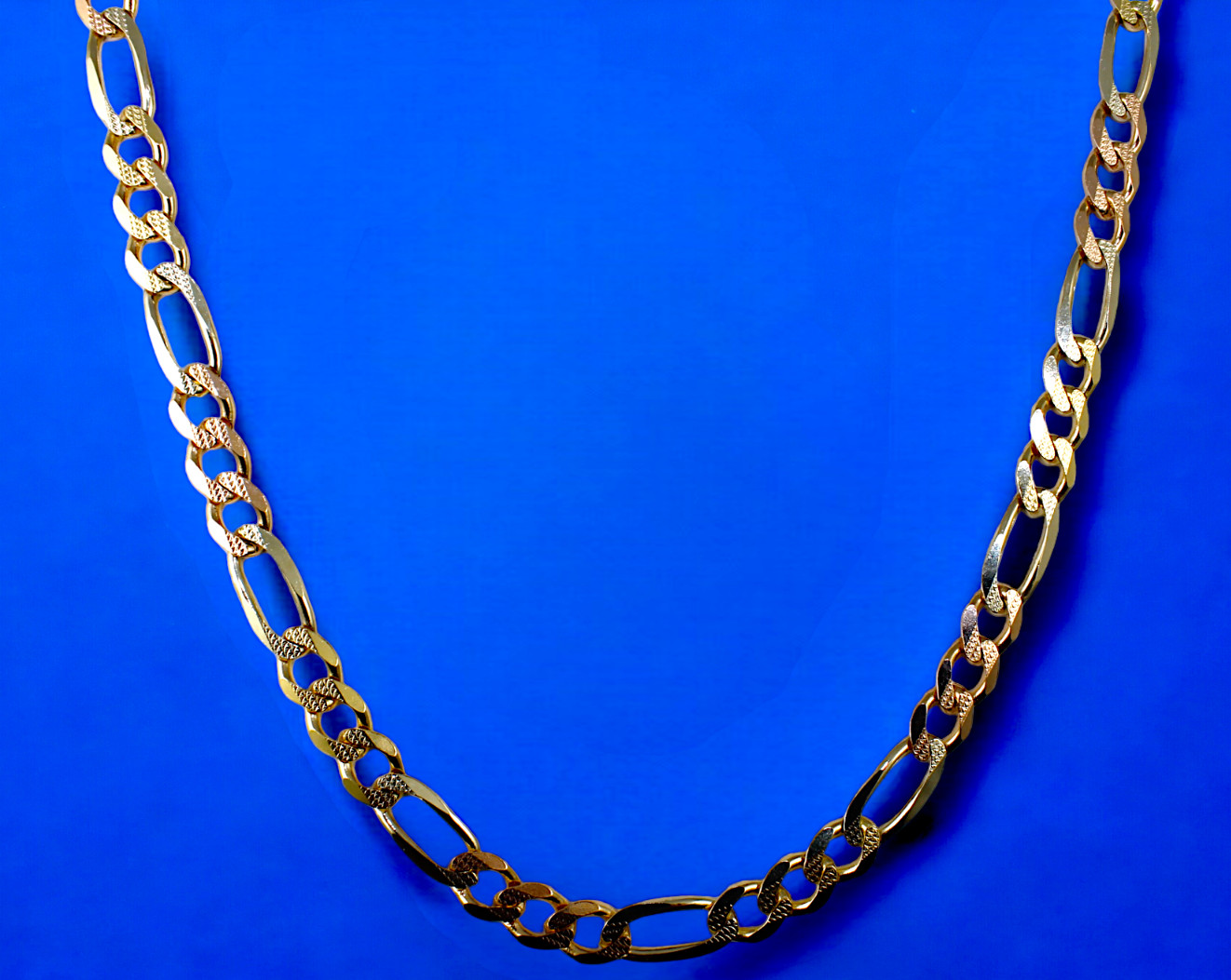 14K Tri Color Gold SOLID Figaro Necklace Bracelet Chain D/C 2mm-8.5mm 7″-30″