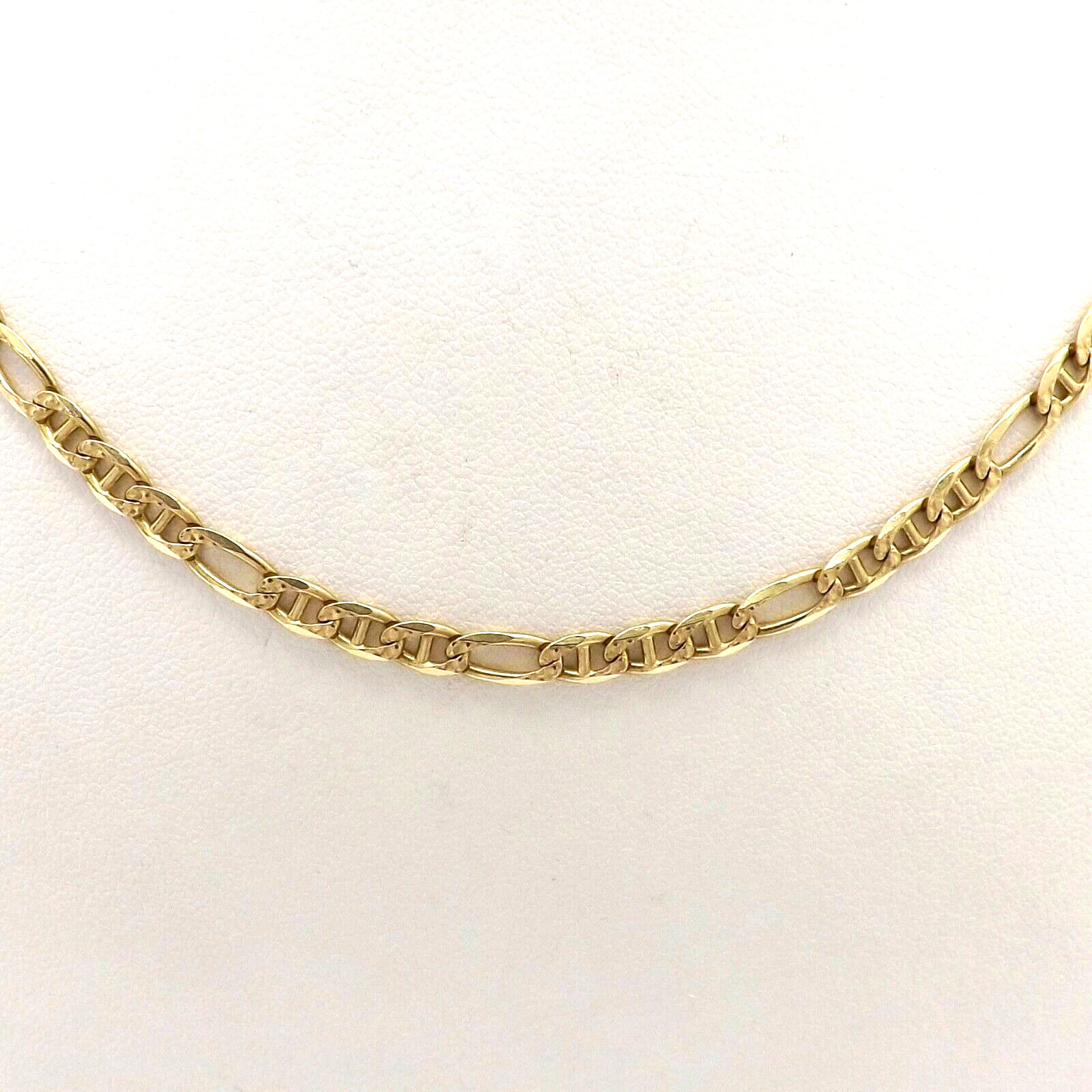 Solid 14k Gold Mariner Figaro Figarucci Link Pendant Chain Necklace 19in 12g