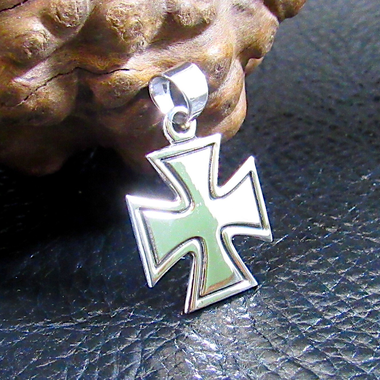 Handcrafted Solid 925 Sterling Silver Iron Cross (Croix Pattee) Pendant