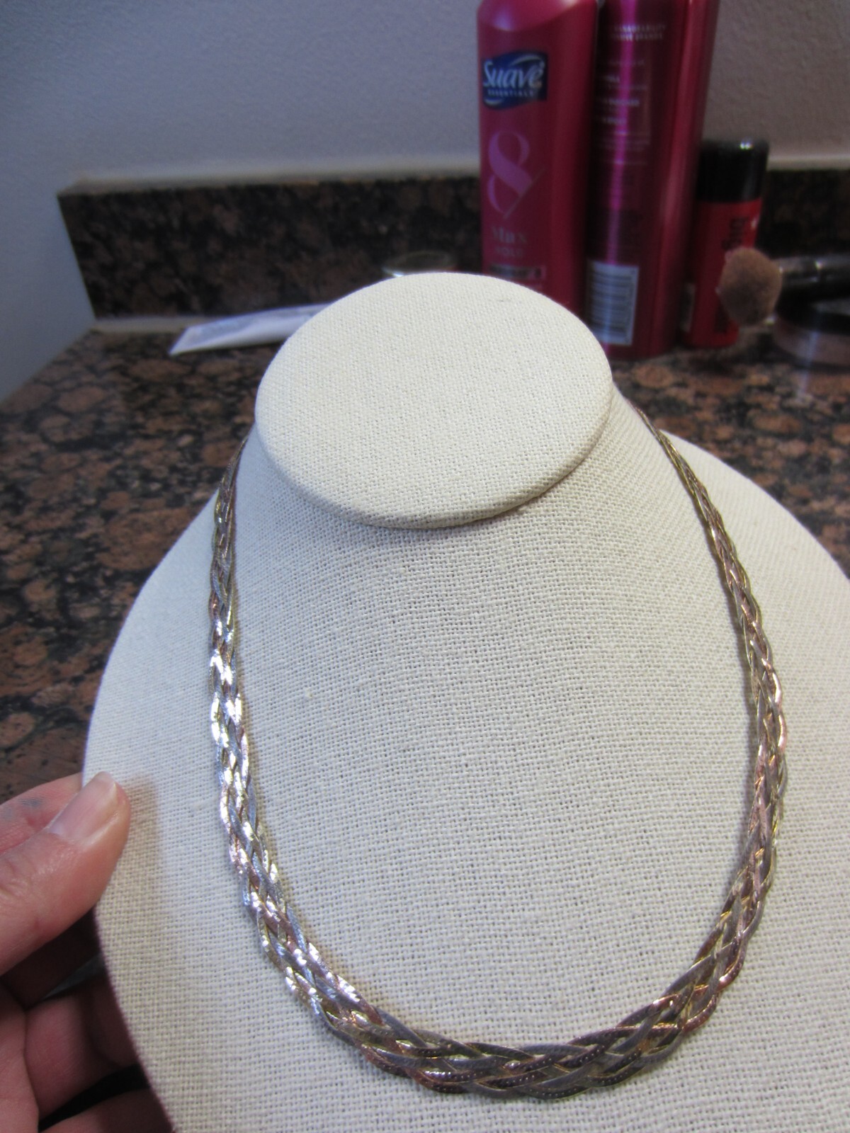 Pre-owned Hallmarked 925 Italy multiple braids necklace with lobster clasp