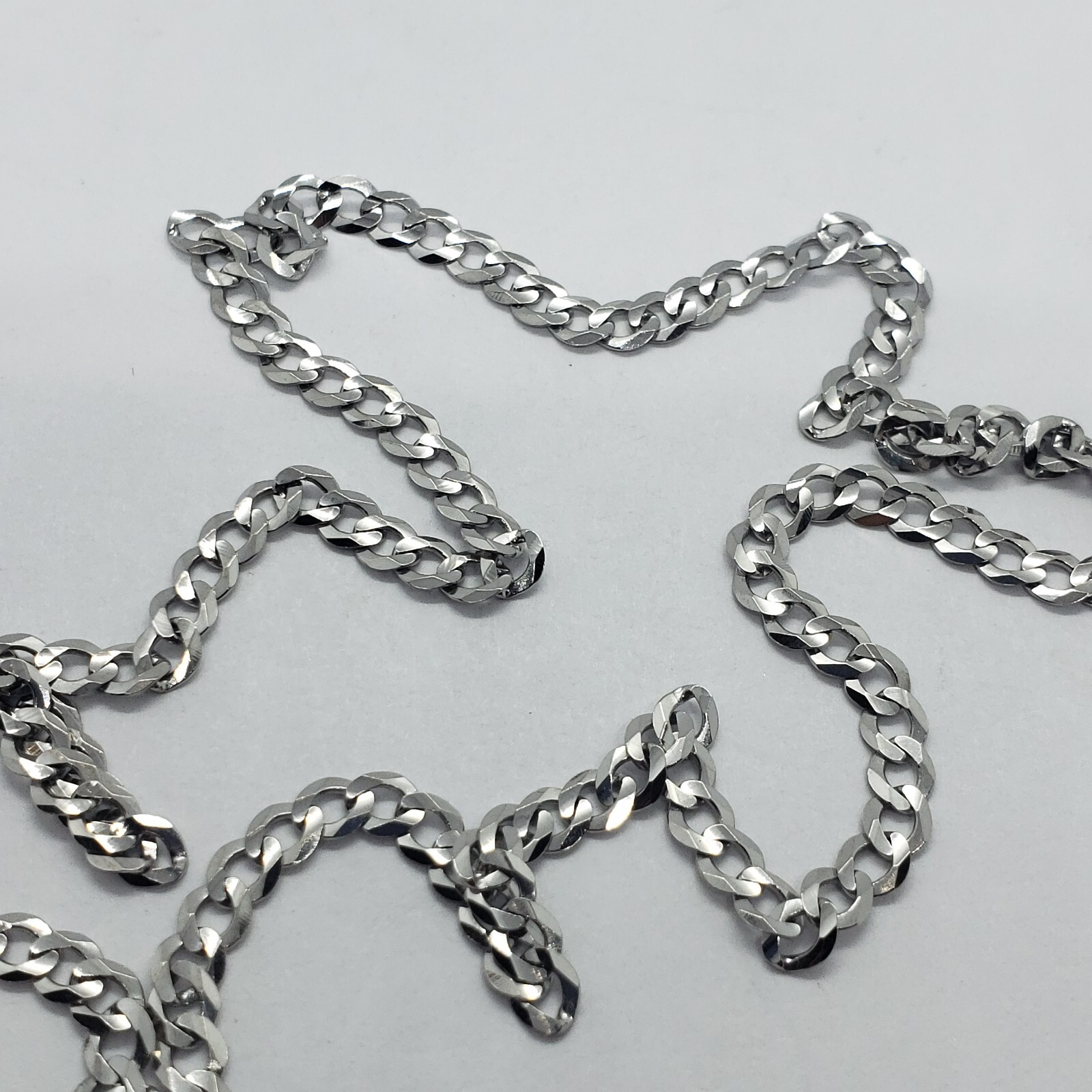 10K White Gold Solid Cuban Link Chain Curb Necklace Bracelet 4mm Size 7″~30″