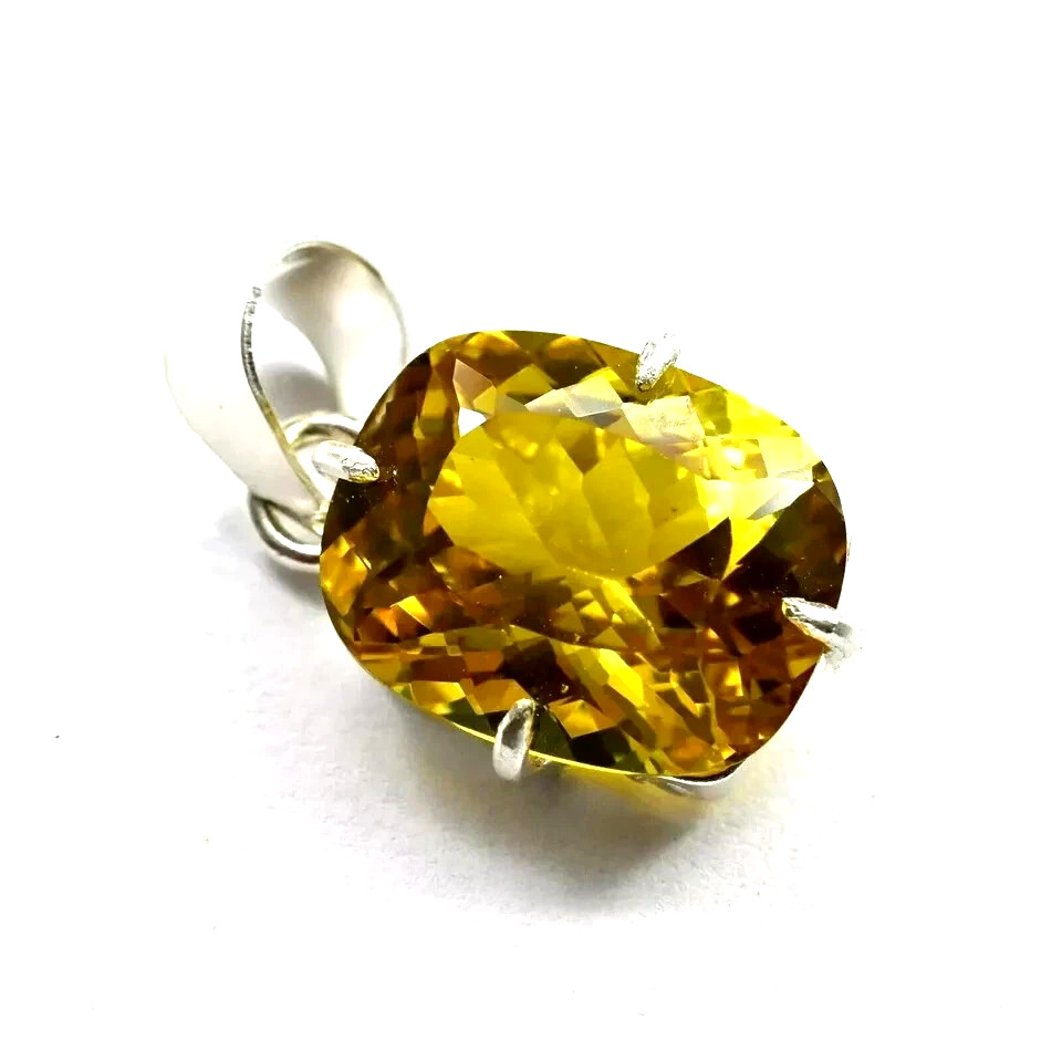 Natural 26.85 Ct Yellow Sapphire Cushion Cut 925 Solid Silver Pendant Gemstone