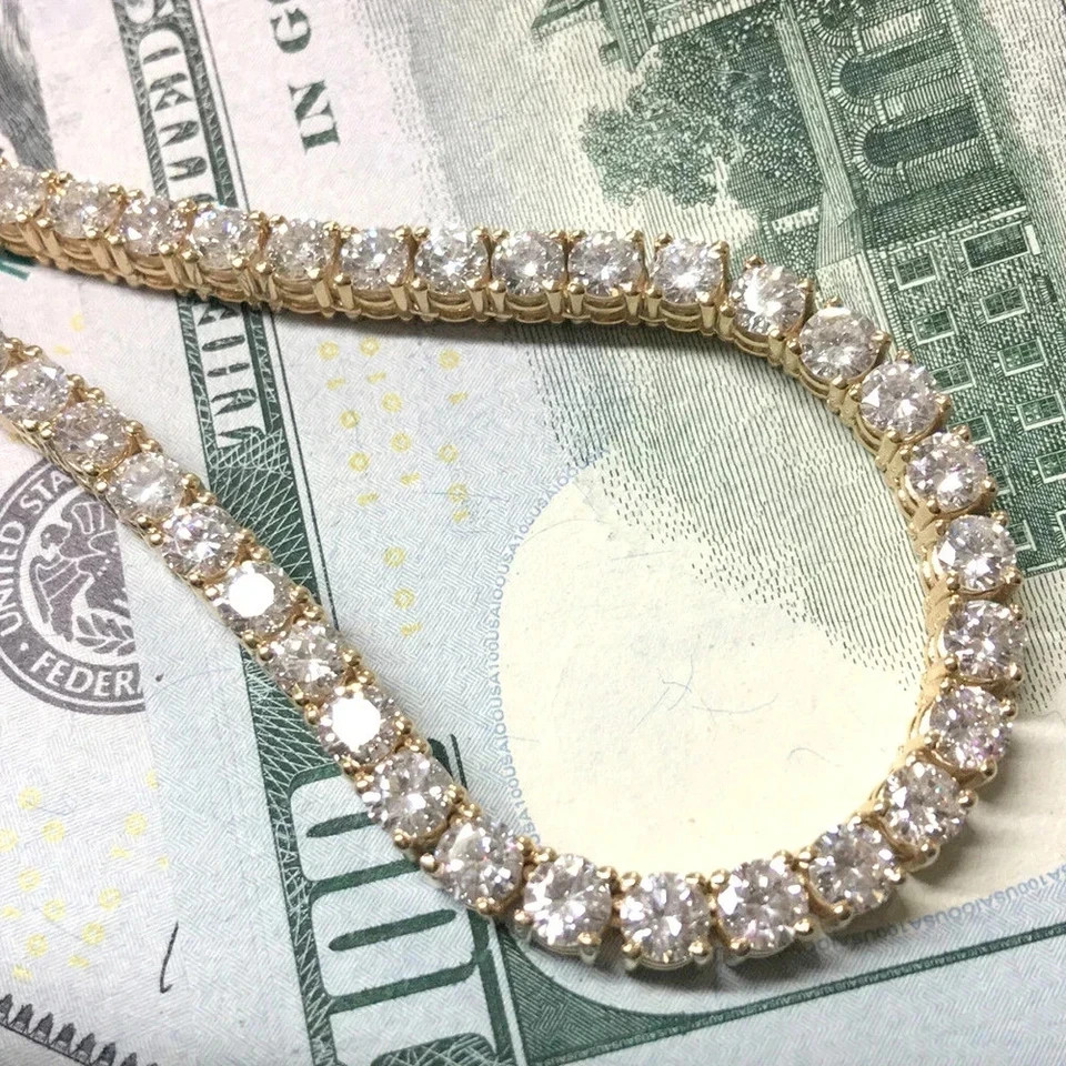 12CT Round Lab Created Diamond Women’s Tennis Necklace 14K Yellow Gold Plated