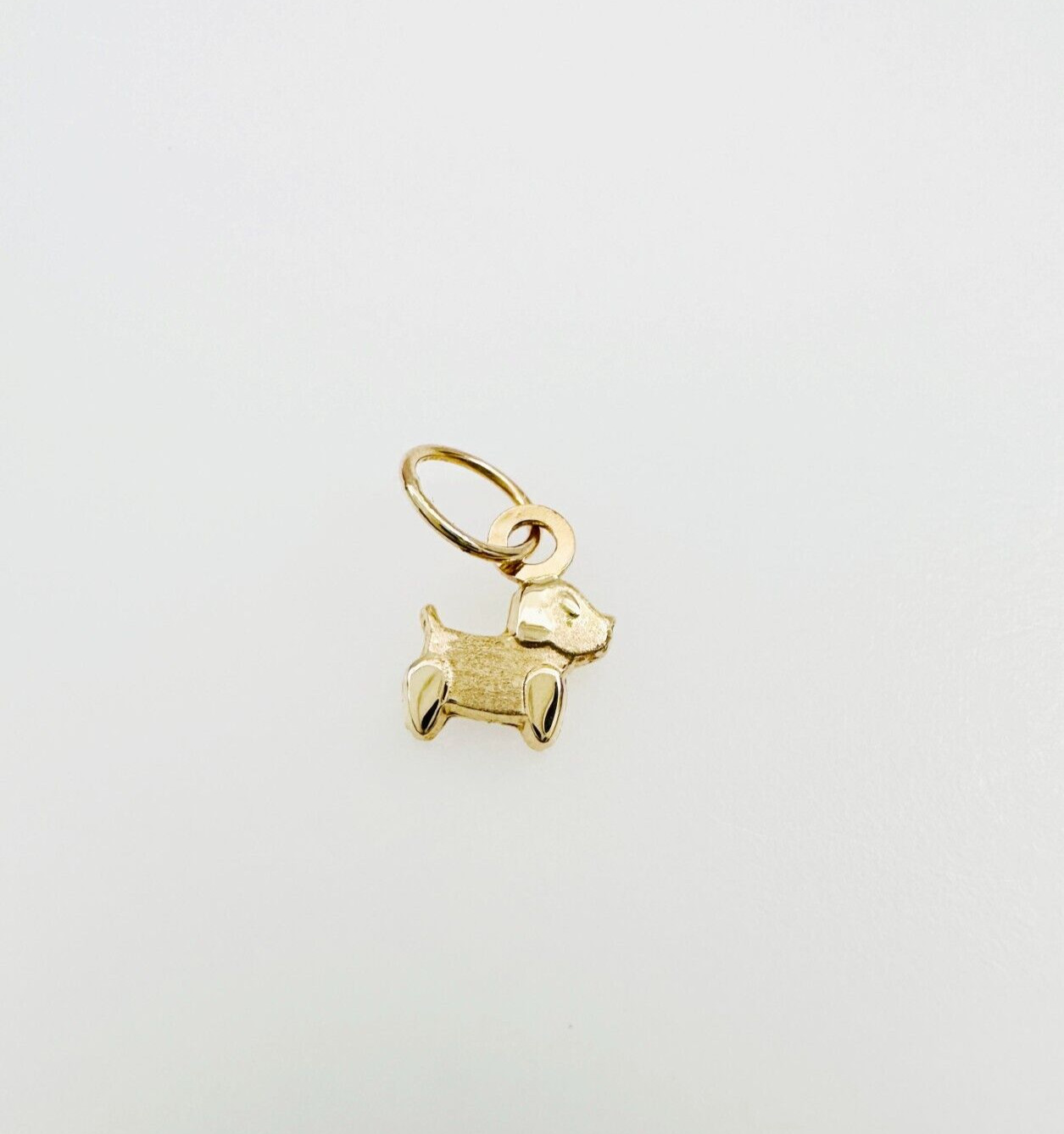 14K Solid Yellow Gold Teeny Tiny – Very Small Dog Puppy Charm Pendant 10x6mm