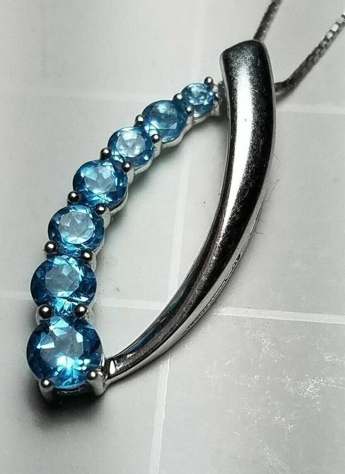 2Ct Round Lab-Created Blue Topaz Women’s Stylish Pendant 14K White Gold Plated