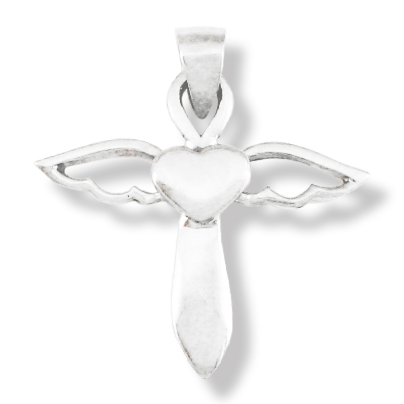 Simple ANGEL Heart Pendant in Sterling Silver – Add Your Own CHAIN!