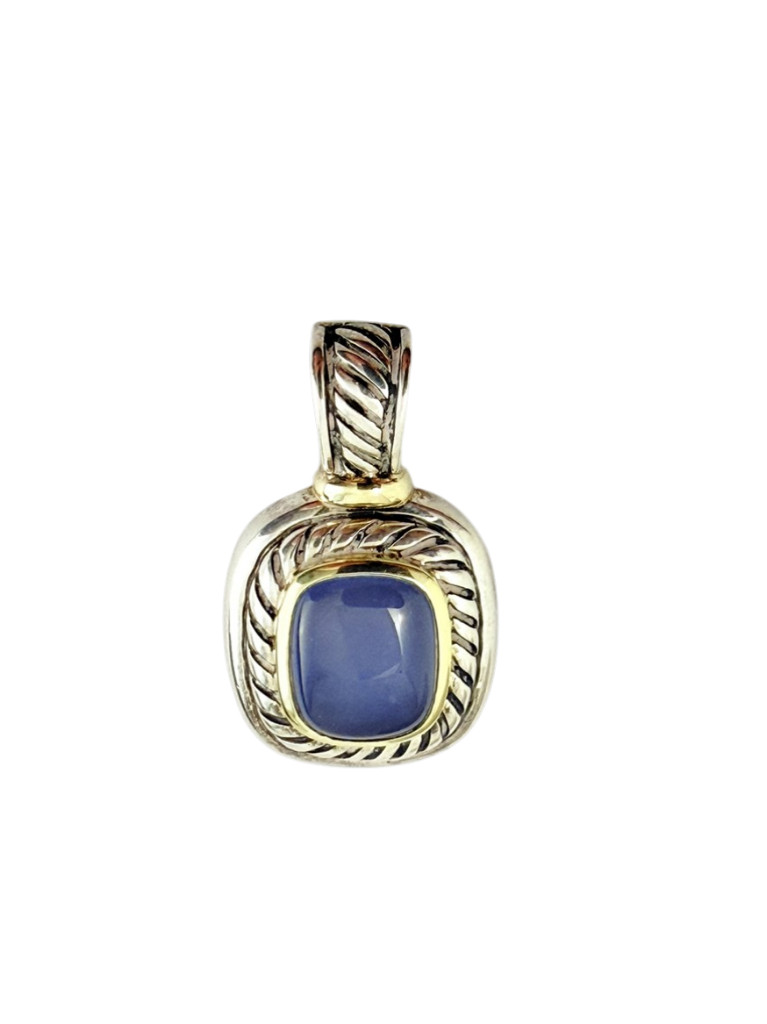 David Yurman 14K Gold .925 Sterling Silver Noblesse Chalcedony Albion Pendant