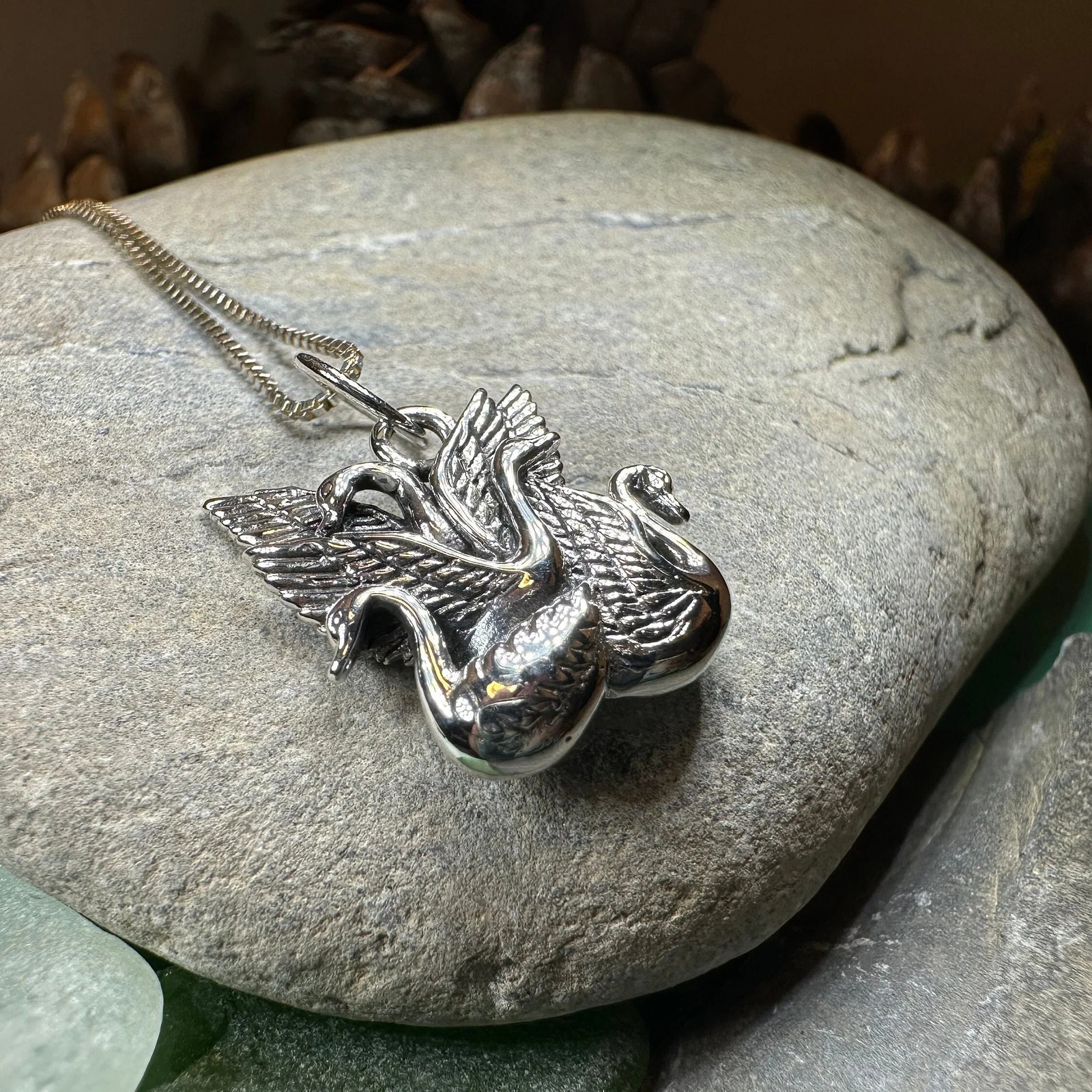 Irish Children of Lir Swan Necklace in Sterling Silver 925 Ladies Bird Pendant