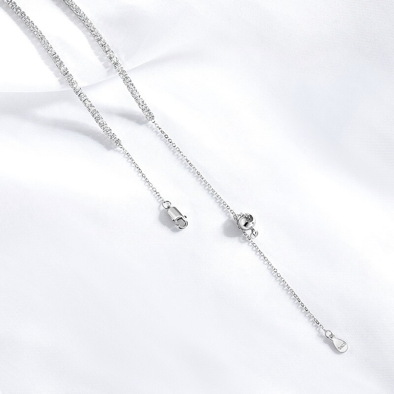 2mm Round Cut Moissanite Women Tennis Necklace Choker 18K White Gold Plated GRA