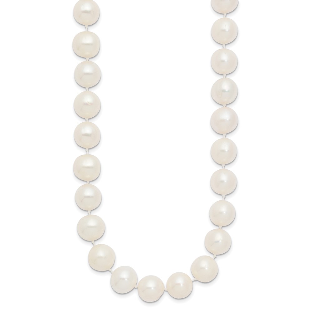 14k Yellow Gold 10-11mm White Near-Round Freshwater Cultured Pearl Necklace 18″