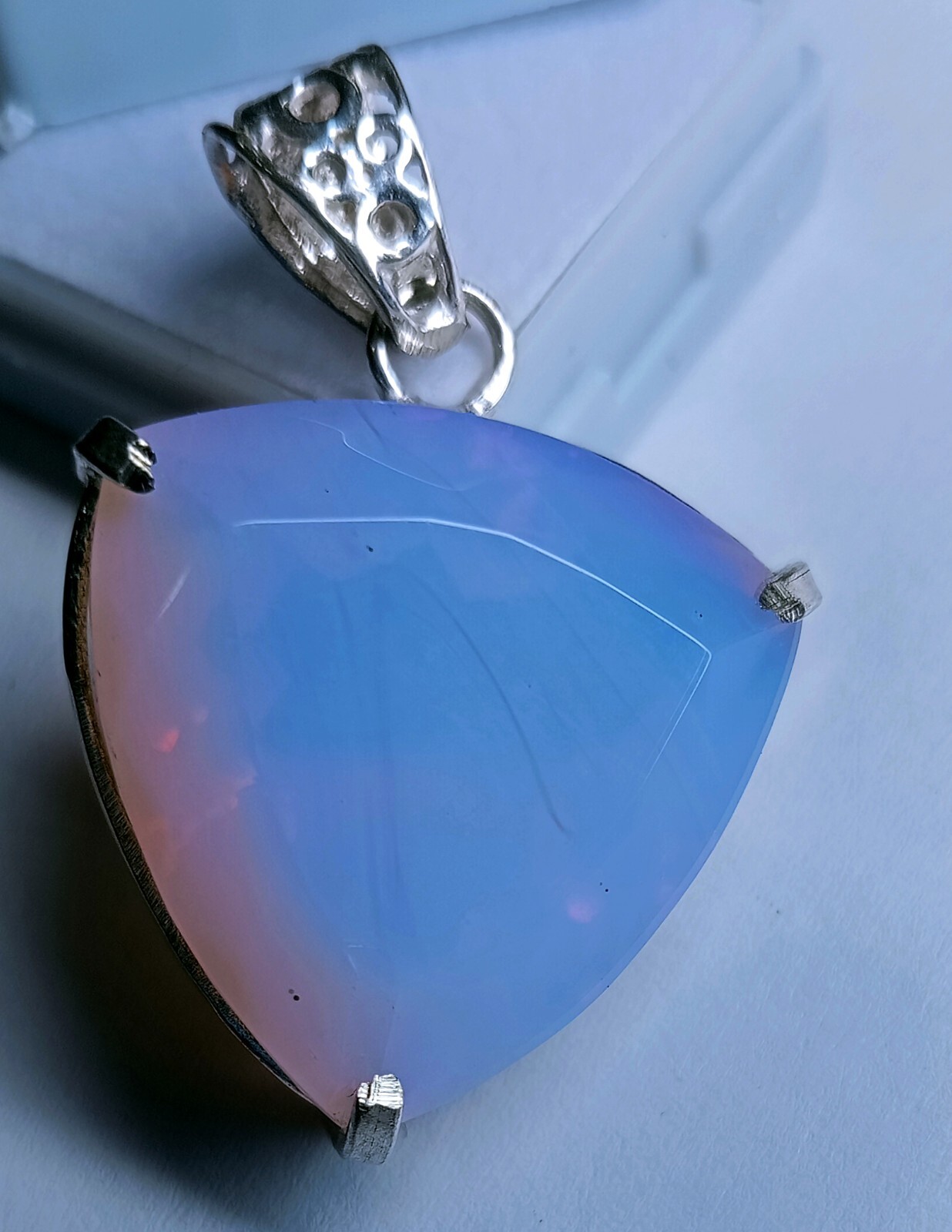 Pink Opal Trillion Cut 78.10 Ct Natural Loose Gemstone Pendant EGL Certified