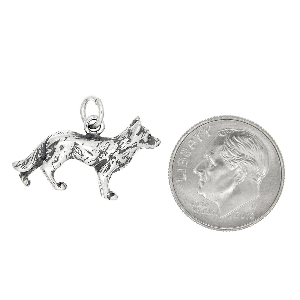 Sterling Silver 3D German Shepherd Dog Charm or Pendant