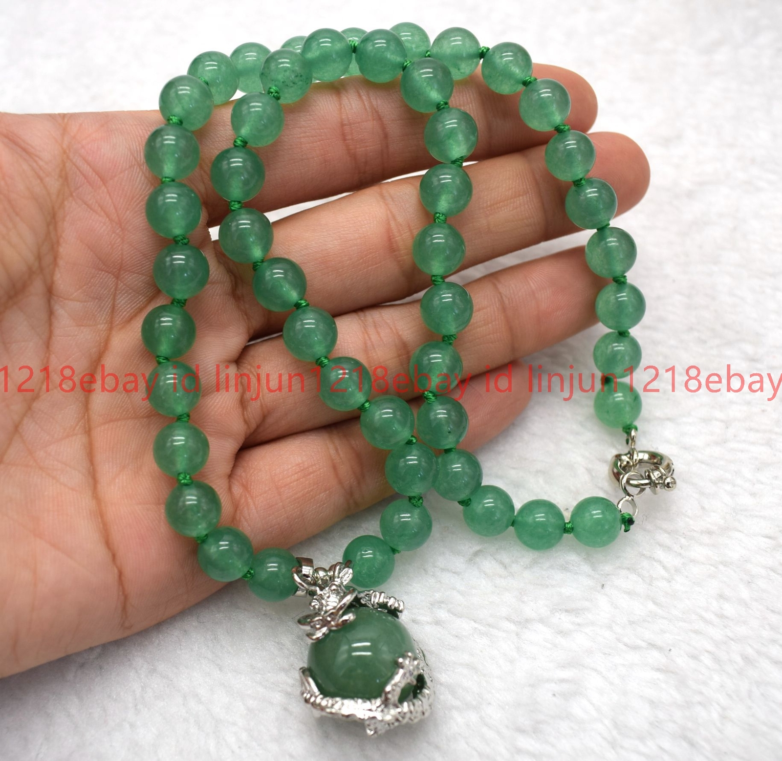 Natural 6/8/10mm Green Aventurine Round Gemstone Beaded Pendant Necklace 16-32in